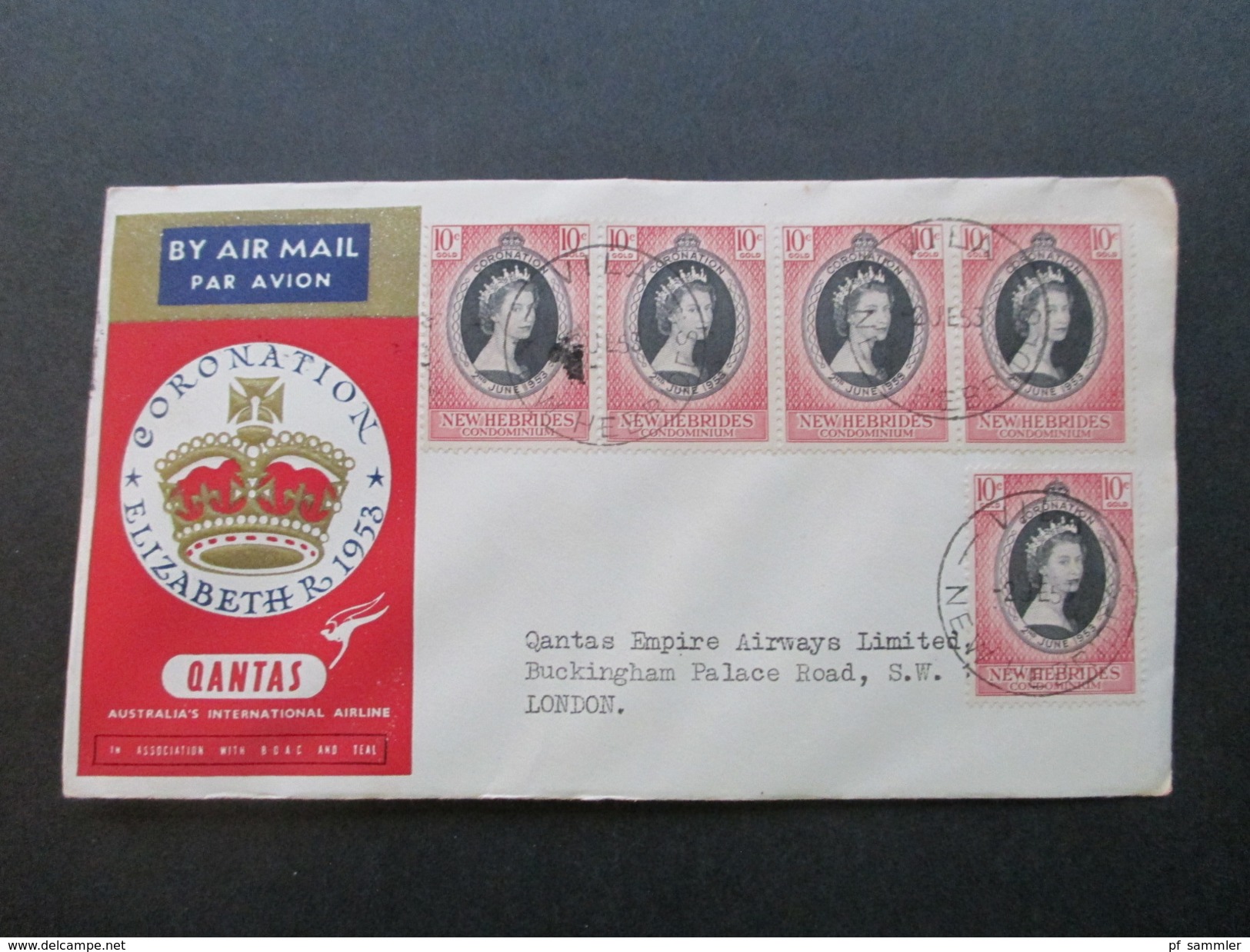 GB Kolonien 1953 New Hebrides / Solomon Islands / Fiji / Papua New Guinea / Pakistan. Quantas First Flight. Coronation