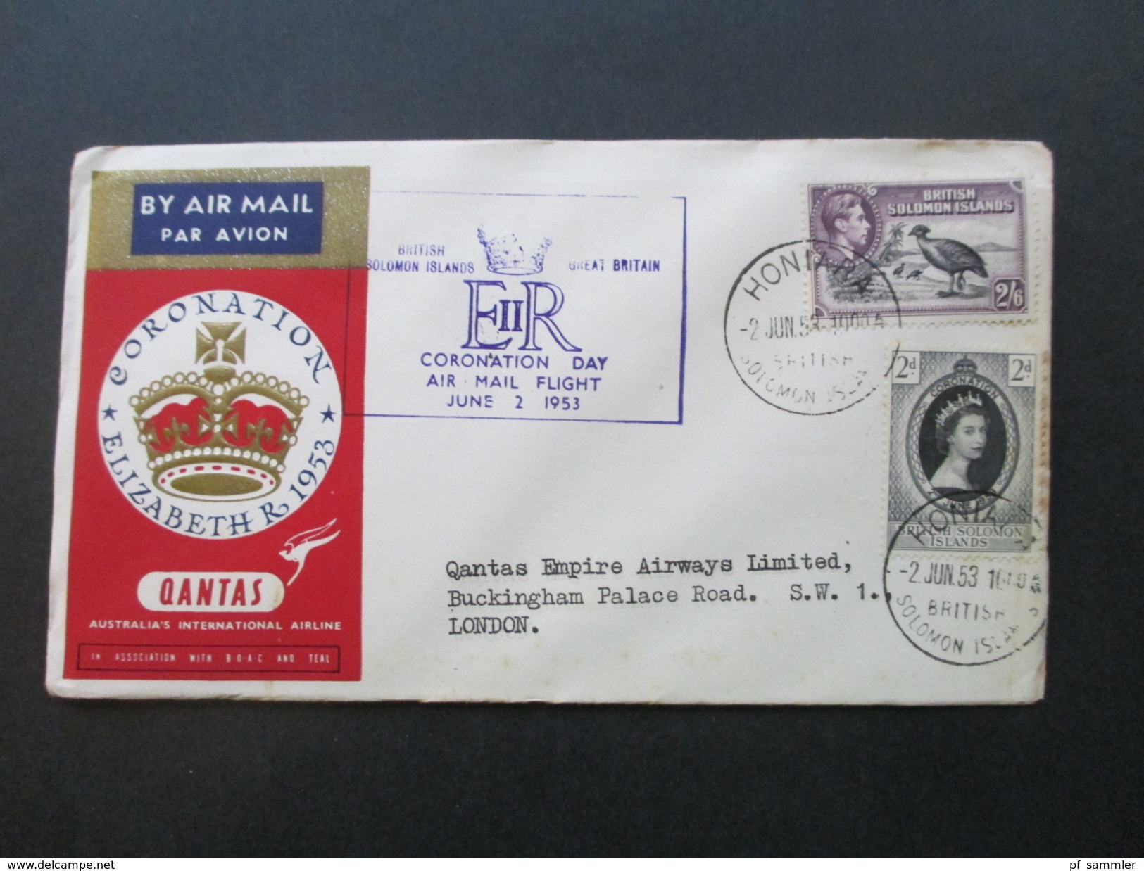 GB Kolonien 1953 New Hebrides / Solomon Islands / Fiji / Papua New Guinea / Pakistan. Quantas First Flight. Coronation