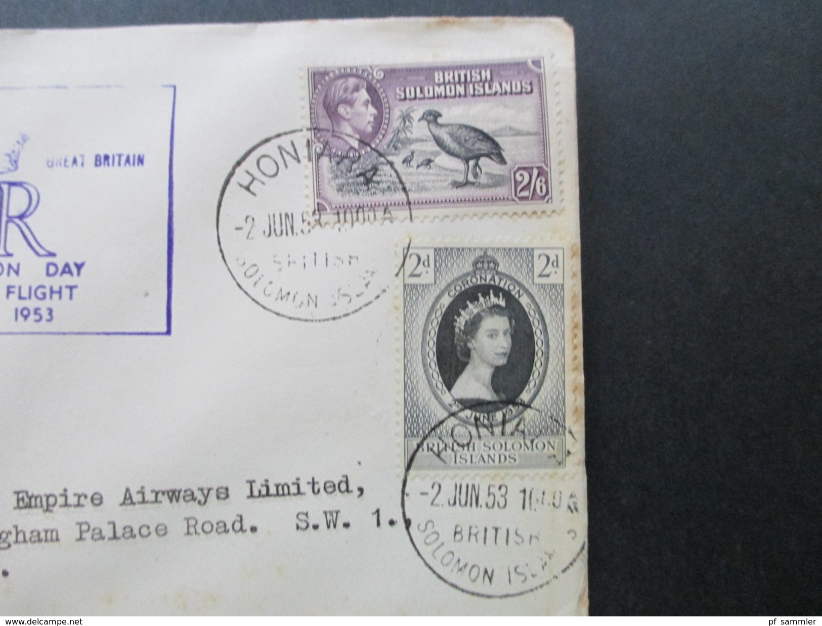 GB Kolonien 1953 New Hebrides / Solomon Islands / Fiji / Papua New Guinea / Pakistan. Quantas First Flight. Coronation