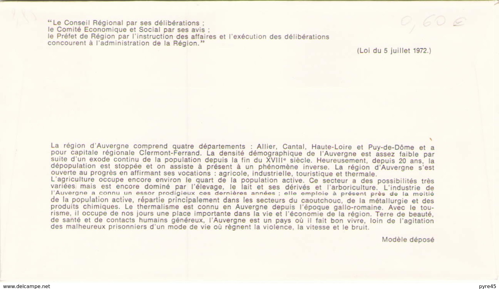 FDC Du 4 Octobre 1975 à Clermont-Ferrand Auvergne - 1970-1979