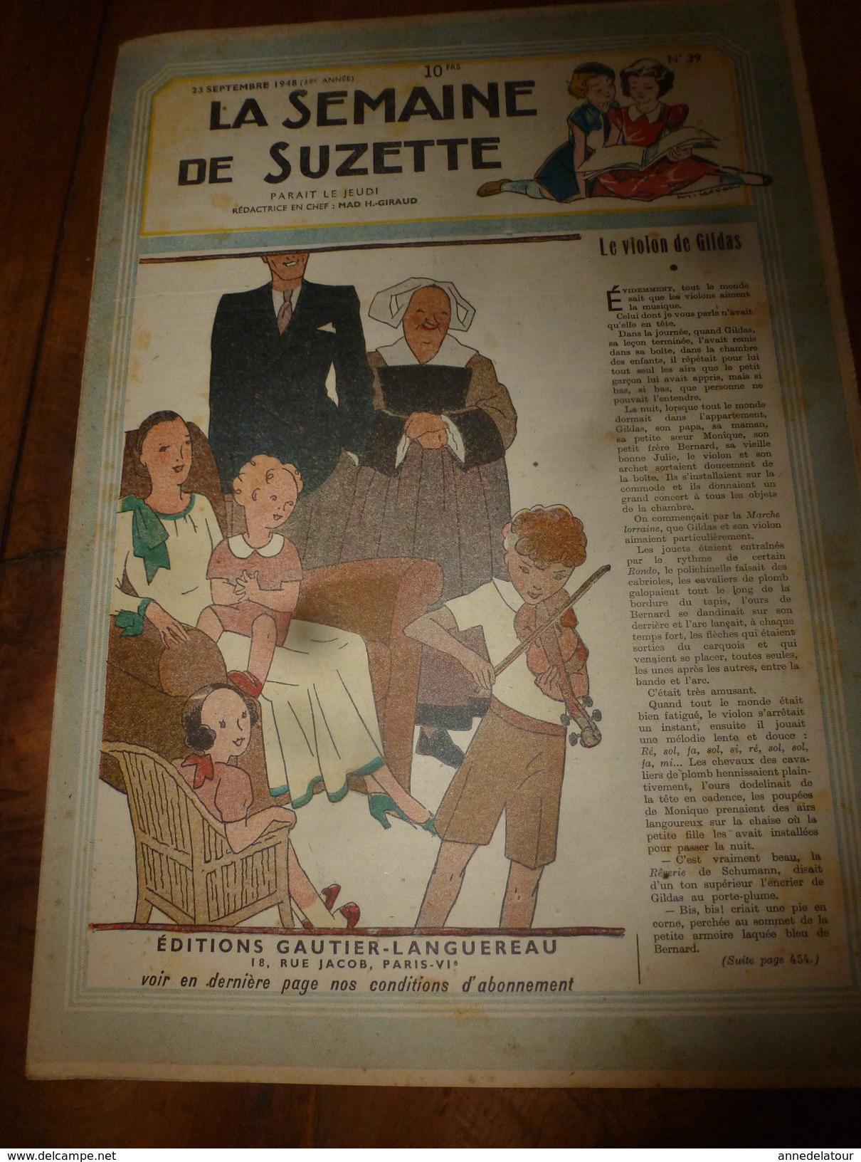 1948 LSDS  (La Semaine De Suzette) : Le VIOLON De Gildas ; Le Théâtre En France Au Moyen-Âge ; Etc - La Semaine De Suzette