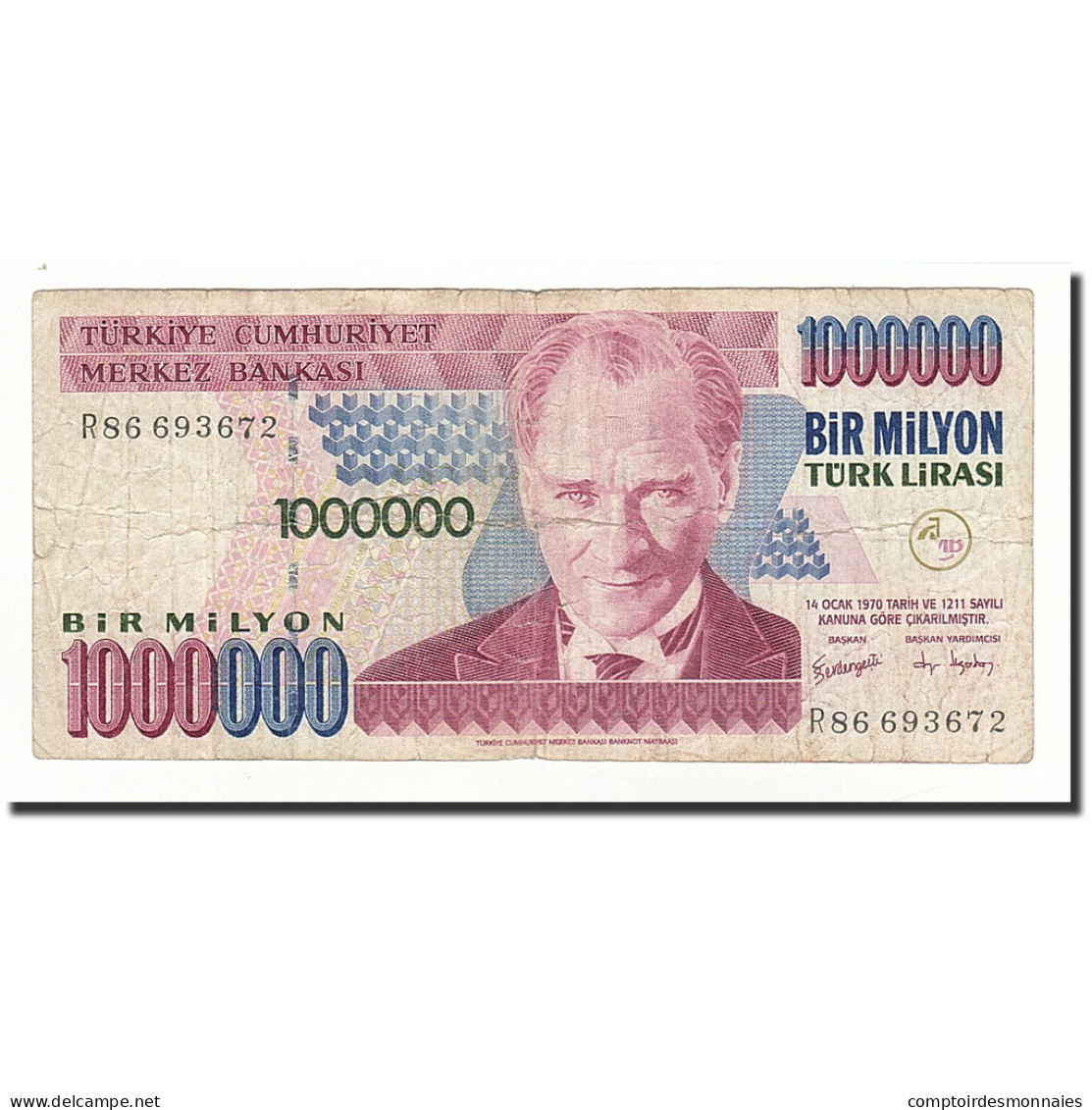 Billet, Turquie, 1,000,000 Lira, L.1970, KM:213, B+ - Turquie