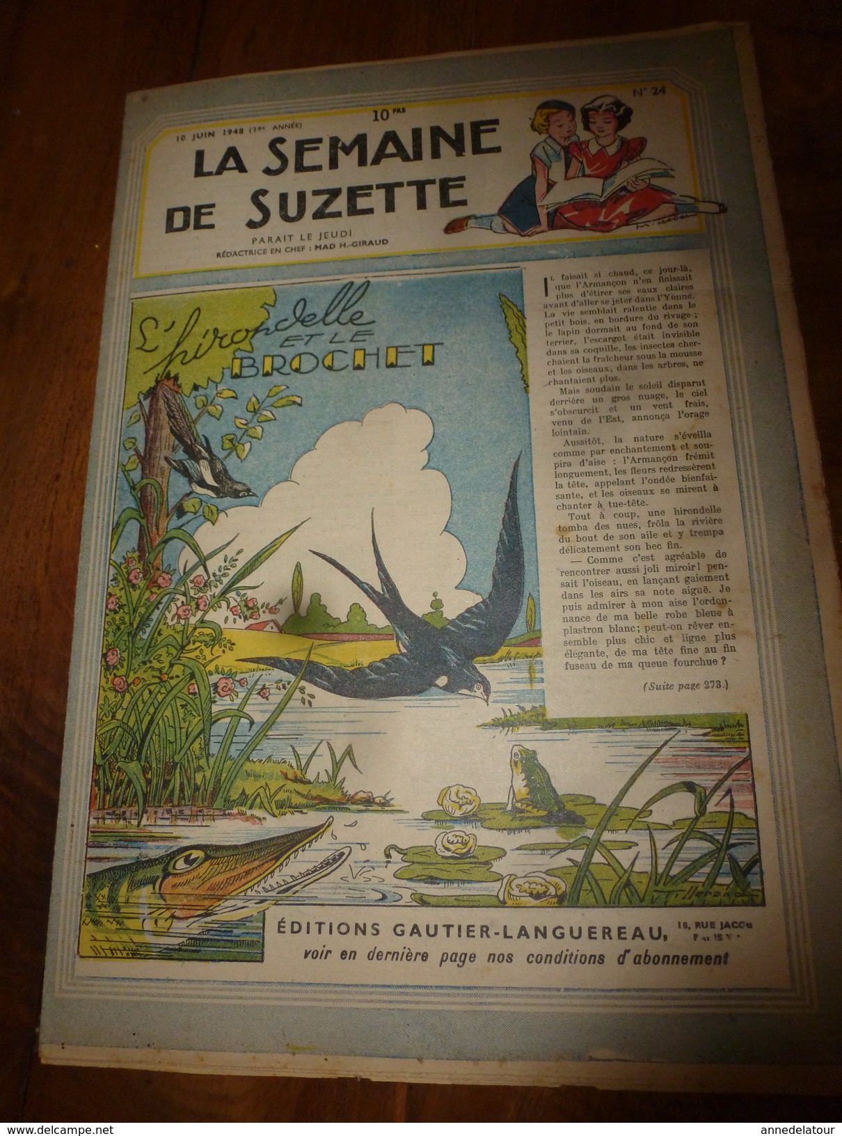 1948 LSDS  (La Semaine De Suzette) :Vent Du Nord, Vent Du Sud ; L'HIRONDELLE Et Le BROCHET; La Route De Chartres; Etc - La Semaine De Suzette