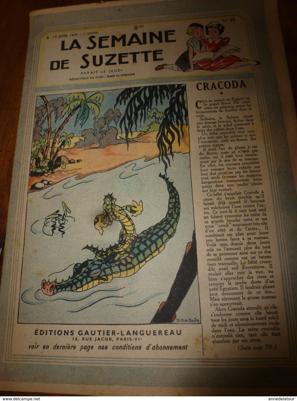 1947 LSDS  (La Semaine De Suzette) :CRACODA, Le Bébé Crocodile ; Etc - La Semaine De Suzette