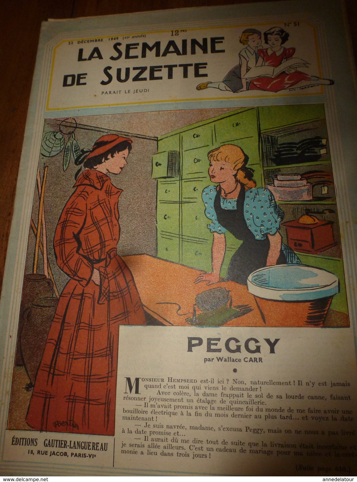 1949 LSDS  (La Semaine De Suzette) :  PEGGY , Par Wallace Carr ; Etc - La Semaine De Suzette