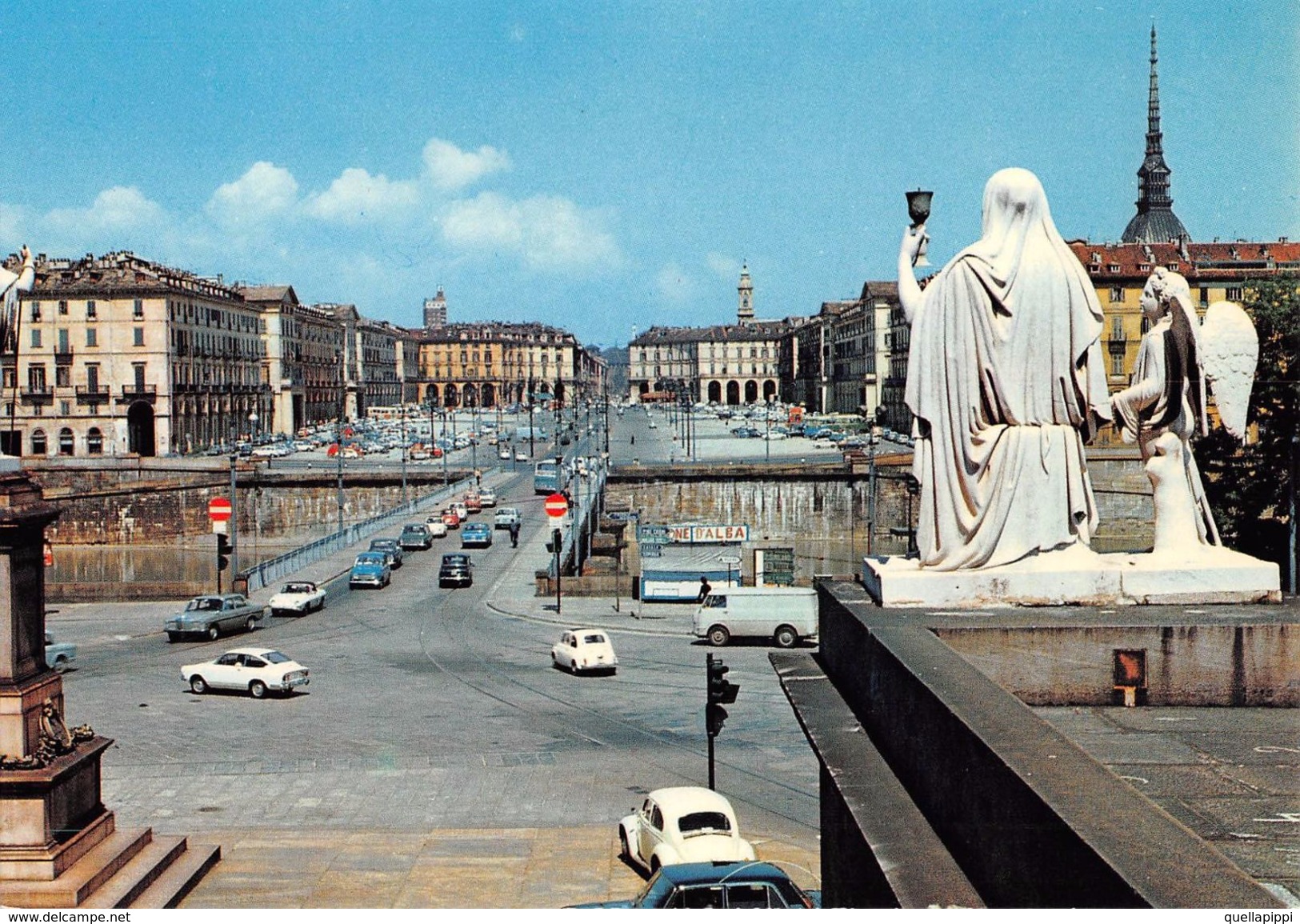 D7003 "TORINO-PIAZZA VITT. VENETO-PONTE VITT. EMANUELE I-MOLE ANTONELLIANA-GRAN MADRE DI DIO"AUTO,SACAT 458  CARTNONSPED - Lugares Y Plazas