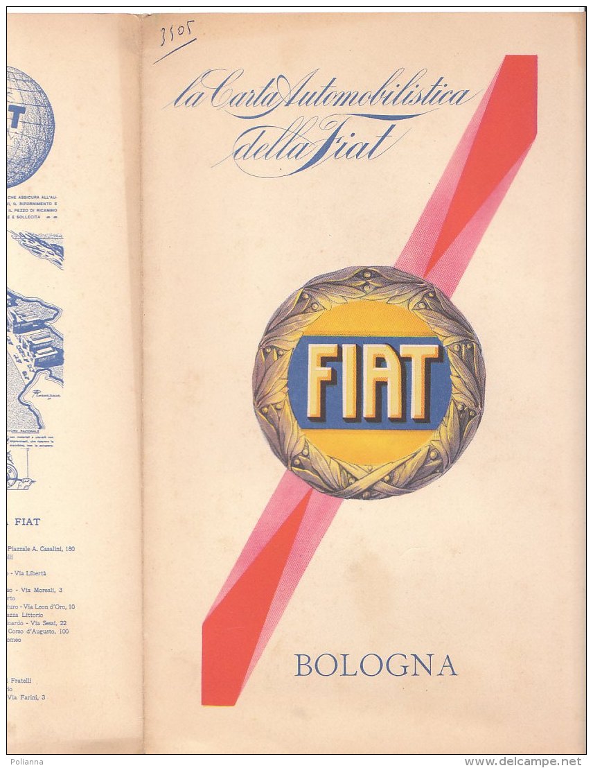 C2120 - CARTA AUTOMOBILISTICA DELLA FIAT De Agostini Anni '30 - BOLOGNA - Callejero