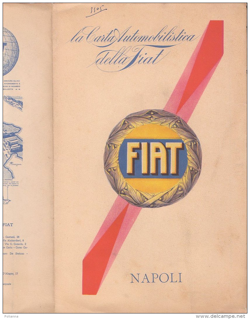 C2123 - CARTA AUTOMOBILISTICA DELLA FIAT De Agostini Anni '30 - NAPOLI - Carte Stradali