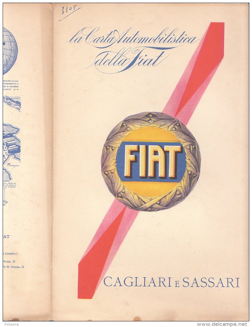 C2127 - CARTA AUTOMOBILISTICA DELLA FIAT De Agostini Anni '30 - CAGLIARI E SASSARI - Carte Stradali