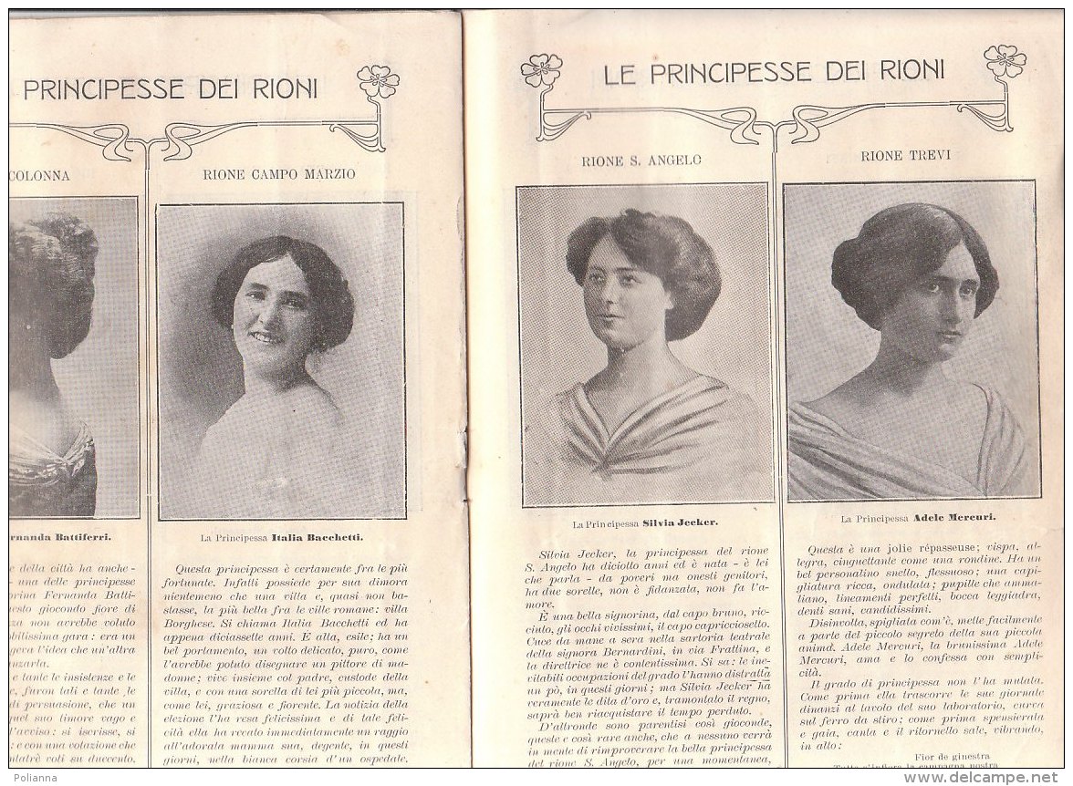 C2188 - CONCORSO DI BELLEZZA : LA REGINA DI ROMA E LE PRINCIPESSE DEI RIONI 1911 - Programmi