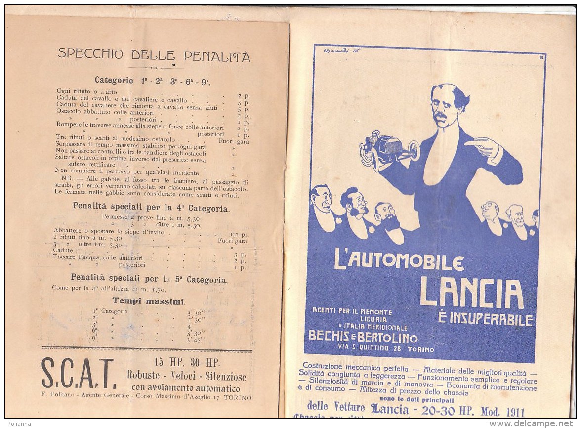 C2189 - PROGRAMMA UFFICIALE CONCORSO IPPICO INTERNAZIONALE STADIUM NAZIONALE TORINO 1911/CAVALLI/PUBBLICITA' - Programmi