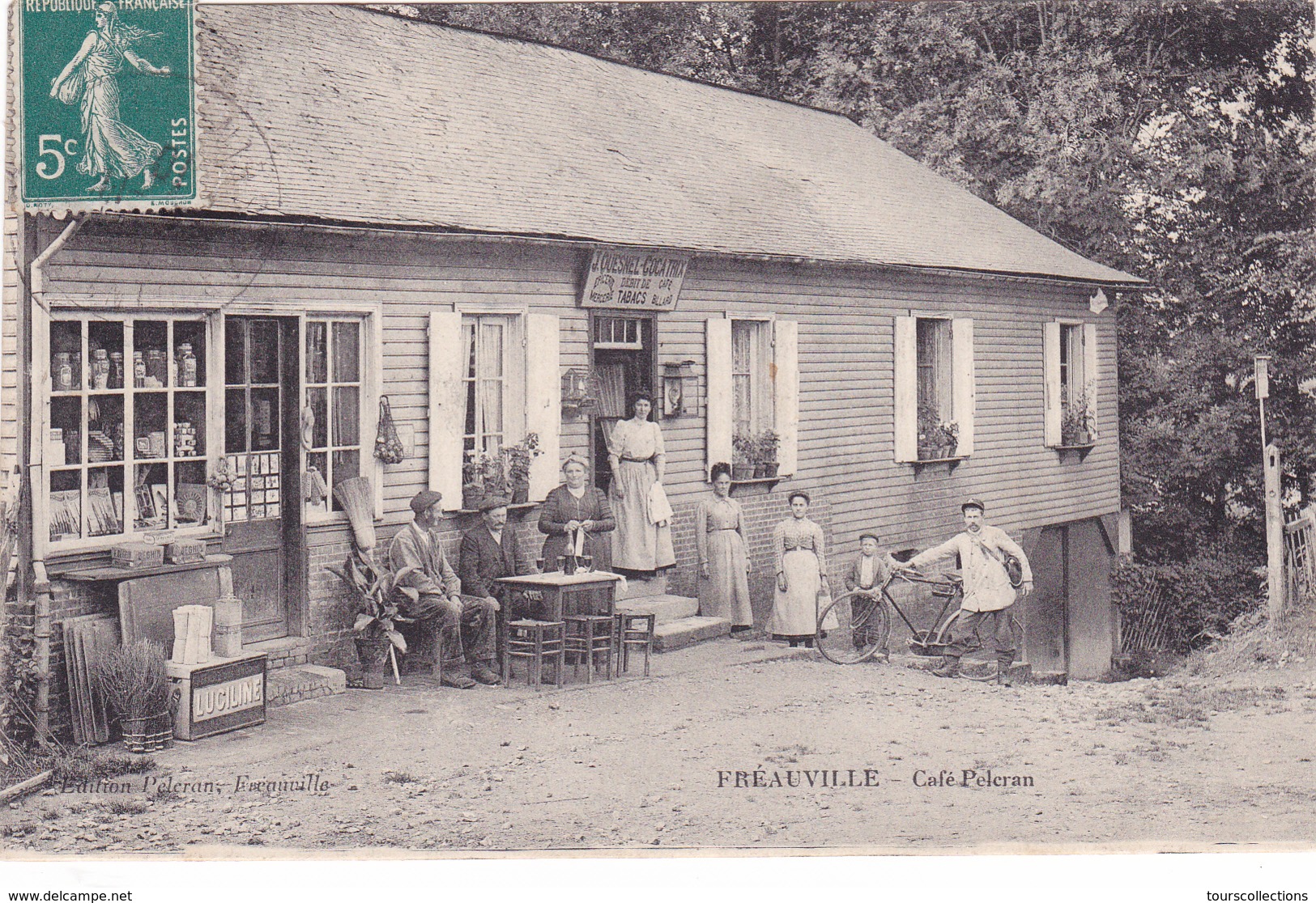 CPA 76 @ FREAUVILLE @ CAFE PELERAN - J. Quesnel Cocatrix Débit De Tabac - Le Facteur à Vélo - Autres & Non Classés