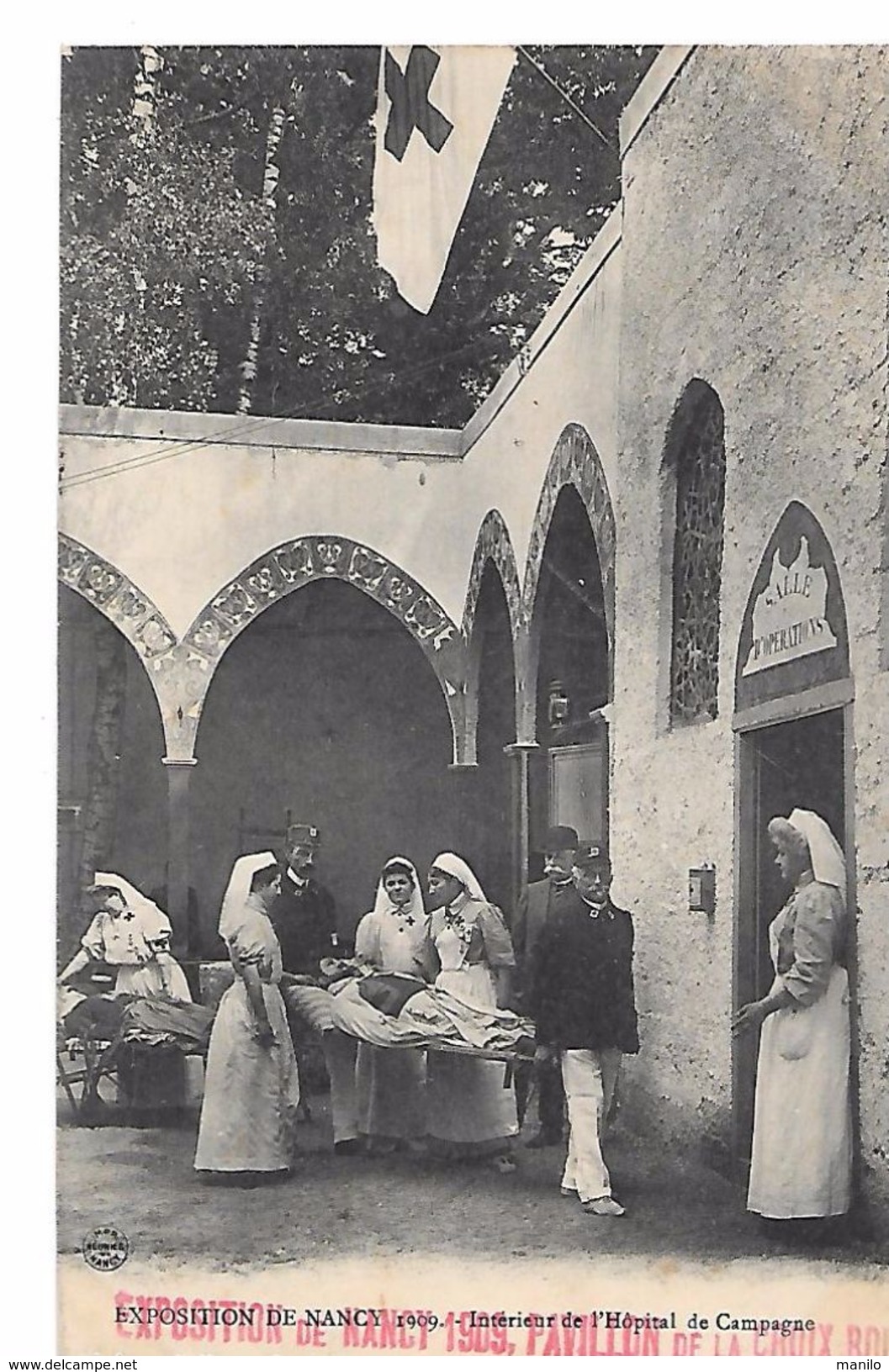 EXPO. DE NANCY 1909 - PAVILLON DE LA CROIX ROUGE - Intérieur De L'Hopital De Campagne -Infirmières - Croix-Rouge