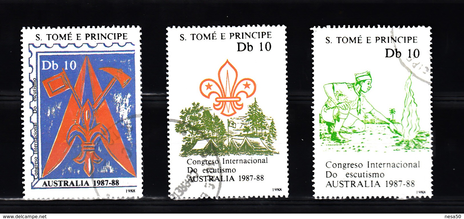 Sao Tome En Principe 1988 Mi Nr 1068 - 1070; Scouting Jamboree Australie - Sao Tome En Principe