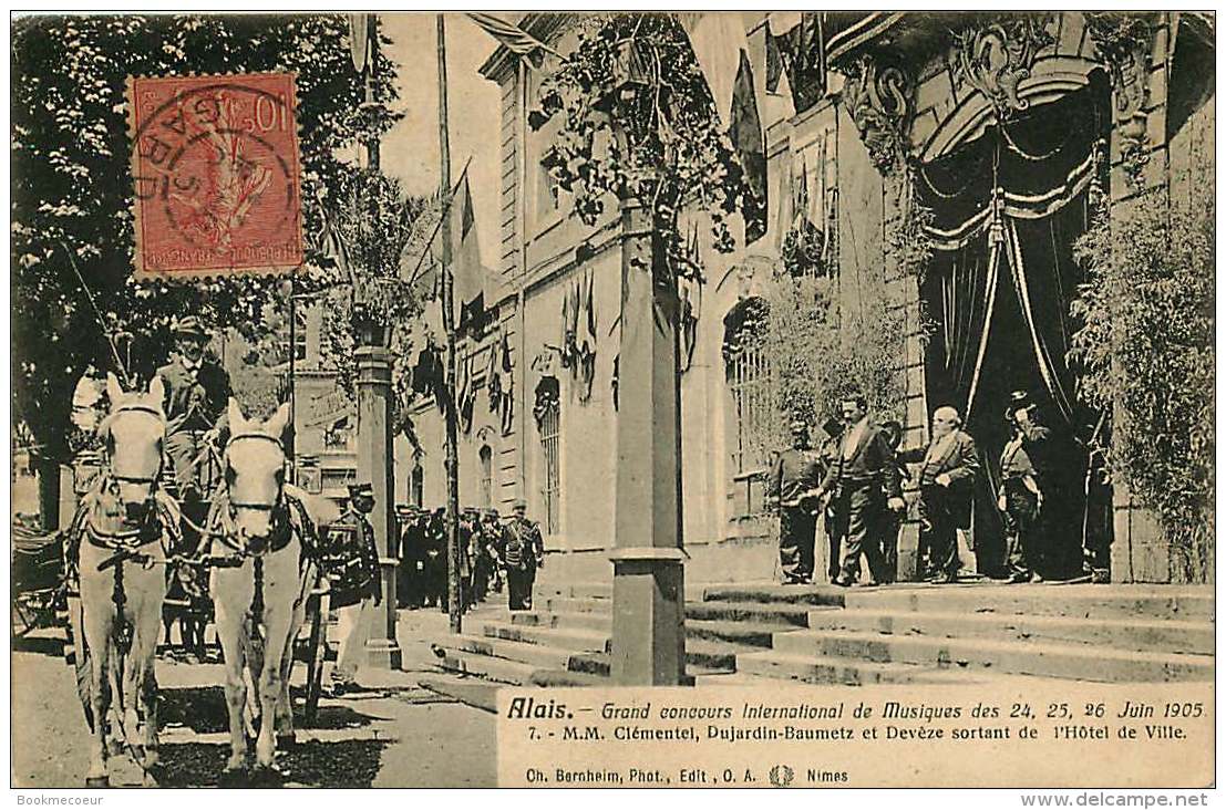 30 ALAIS  GRAND CONCOURS INTERNATIONAL DE MUSIQUES DES 24 25 26 JUIN 1905 MM CLEMENTEL DUJARDIN BAUMETZ ET DEVEZE ..... - Alès
