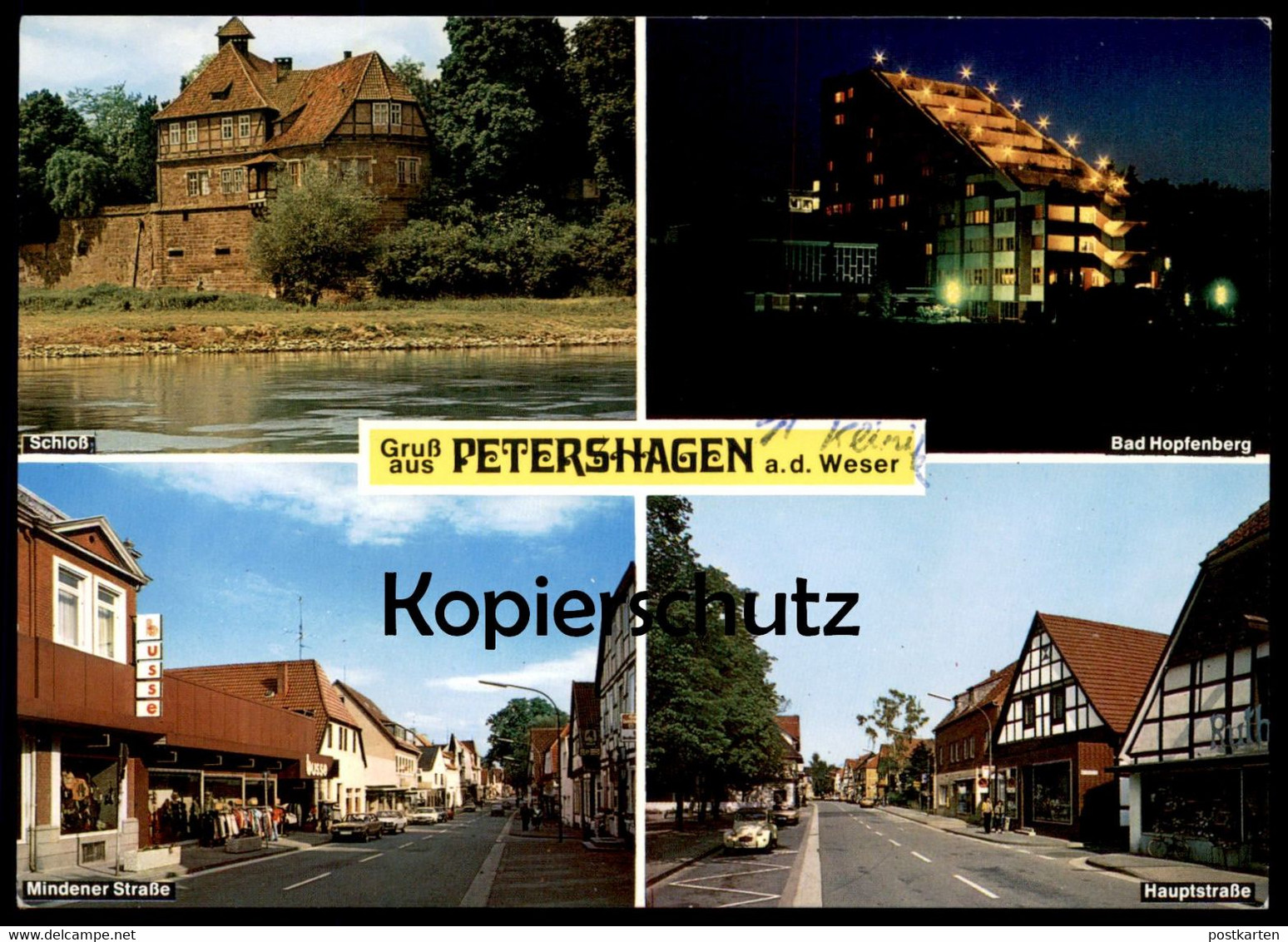 ÄLTERE POSTKARTE GRUSS AUS PETERSHAGEN AN DER WESER HAUPTSTRASSE MINDENER STRASSE SCHLOSS AK Cpa Postcard Ansichtskarte - Petershagen