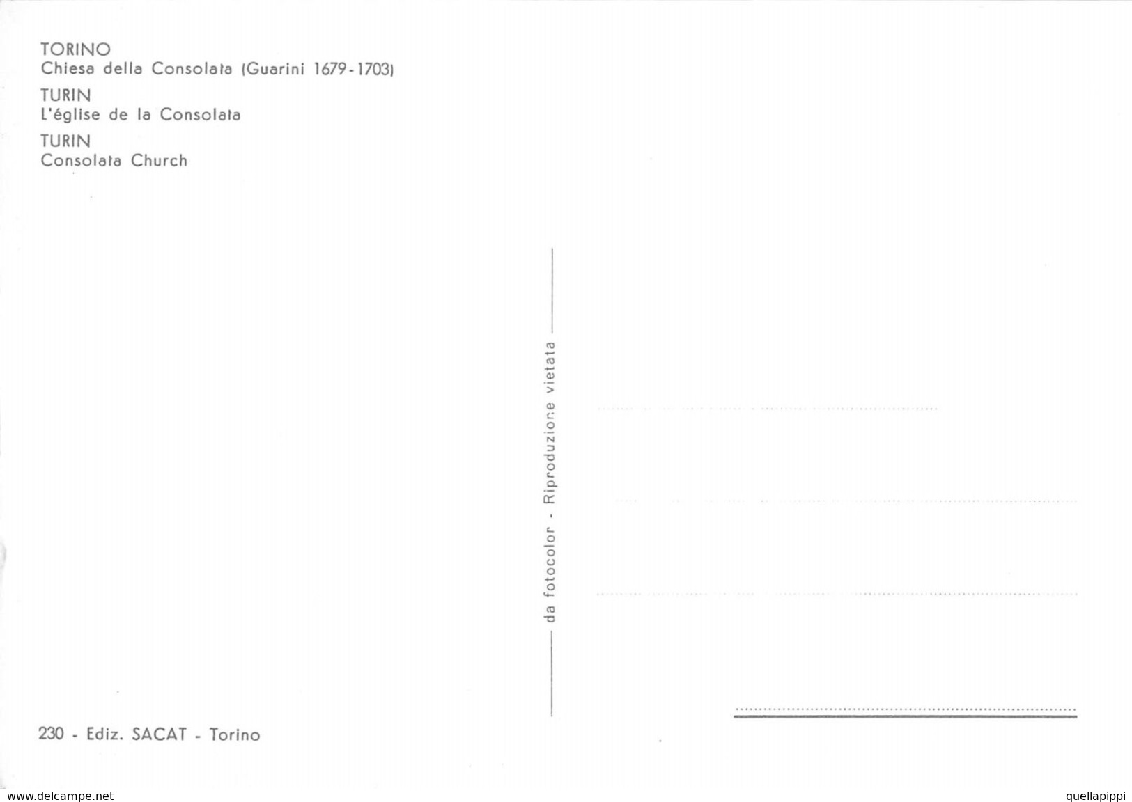 D7016 "TORINO - CHIESA DELLA CONSOLATA (GUARINI 1679-1703)" ANIMATA, AUTO '70, S.A.C.A.T 230.  CART NON SPED - Églises