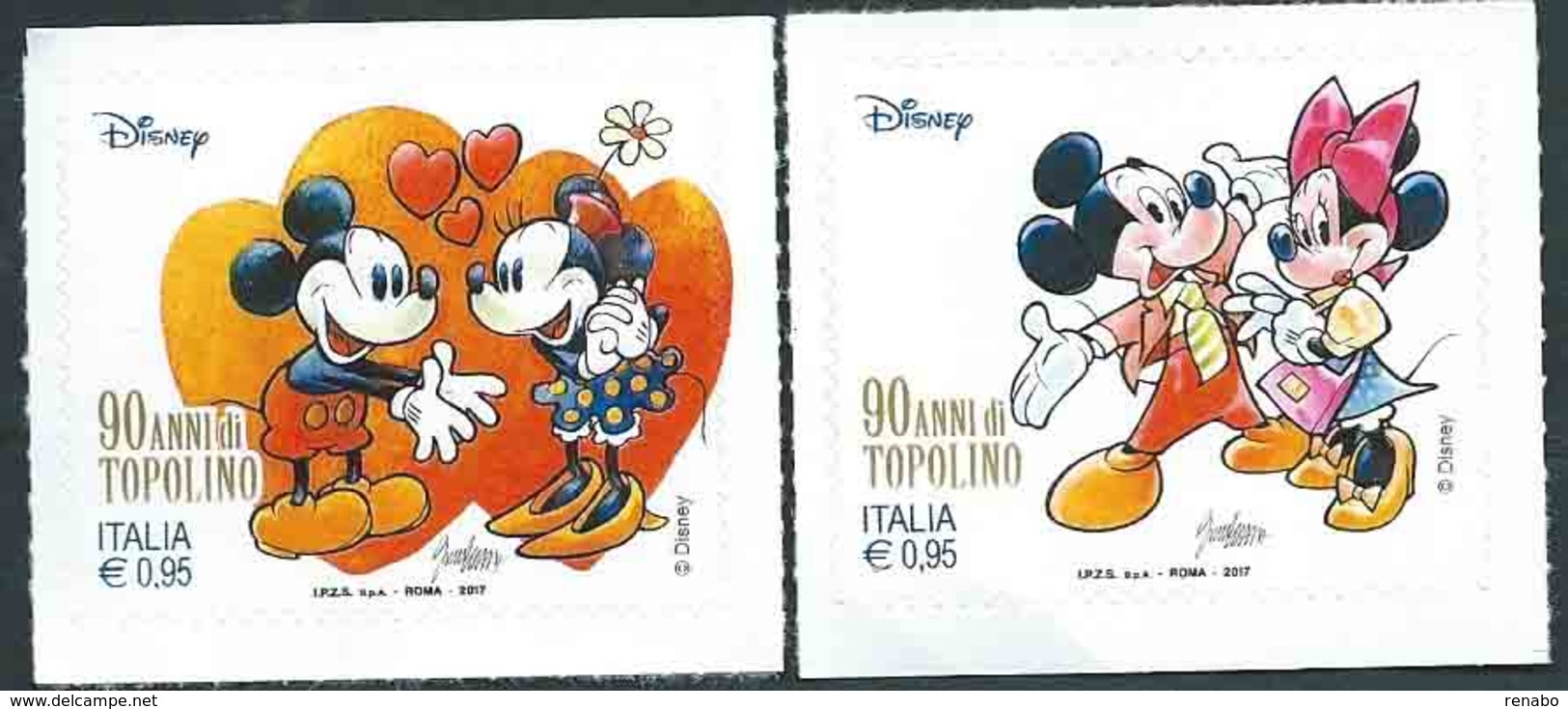 Italia, Italy, Italien, Italie 2017; Minnie And Mickey Mouse. Disney, 90° Di Topolino In Italia. Nuovi. - Disney