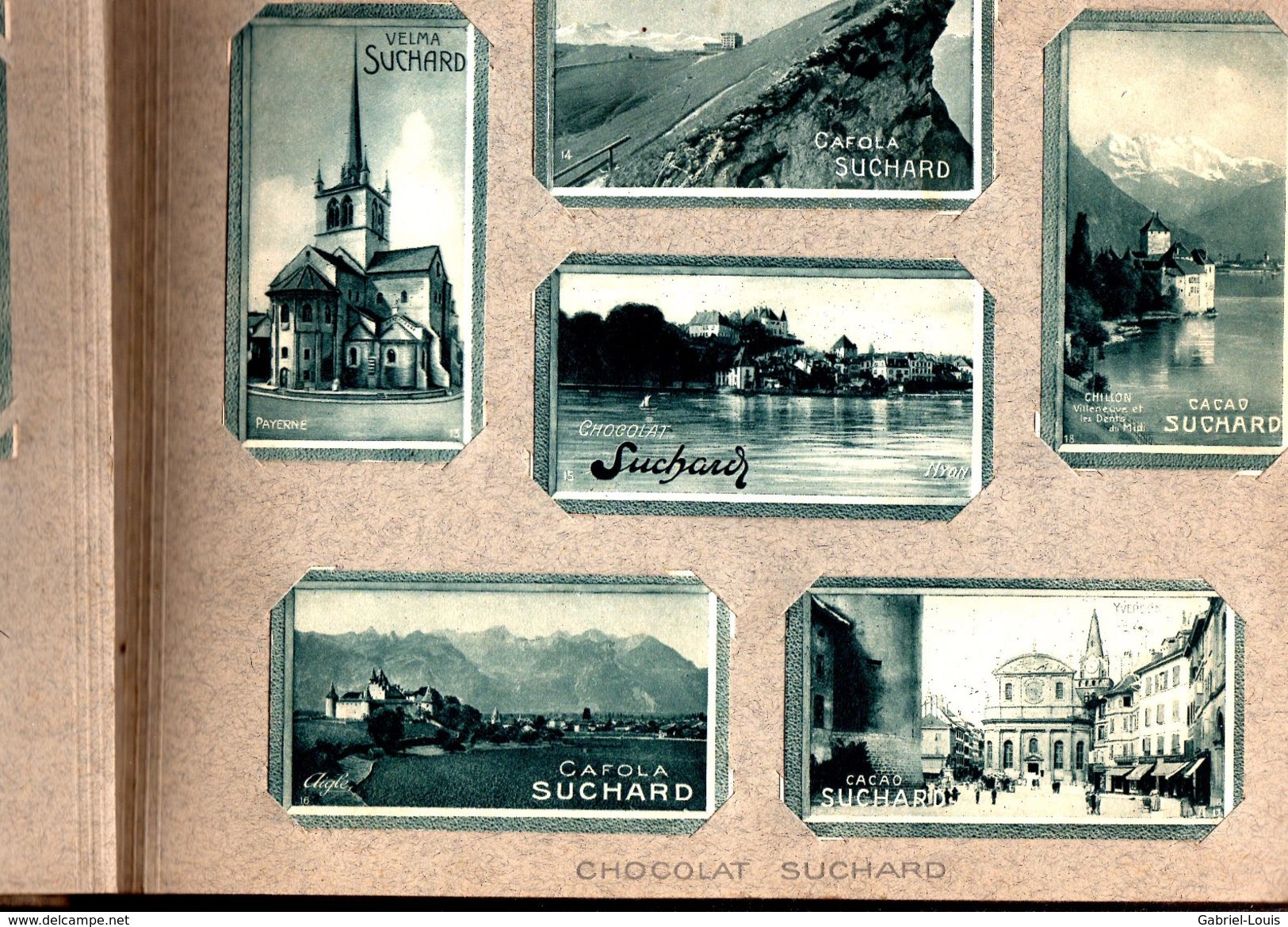 Complet: Album De 216 Vignettes - Chocolat SUCHARD - La Suisse Pittoresque - Vers 1900 /  Cartes 10.5X6 / Album 32X24 - Suchard