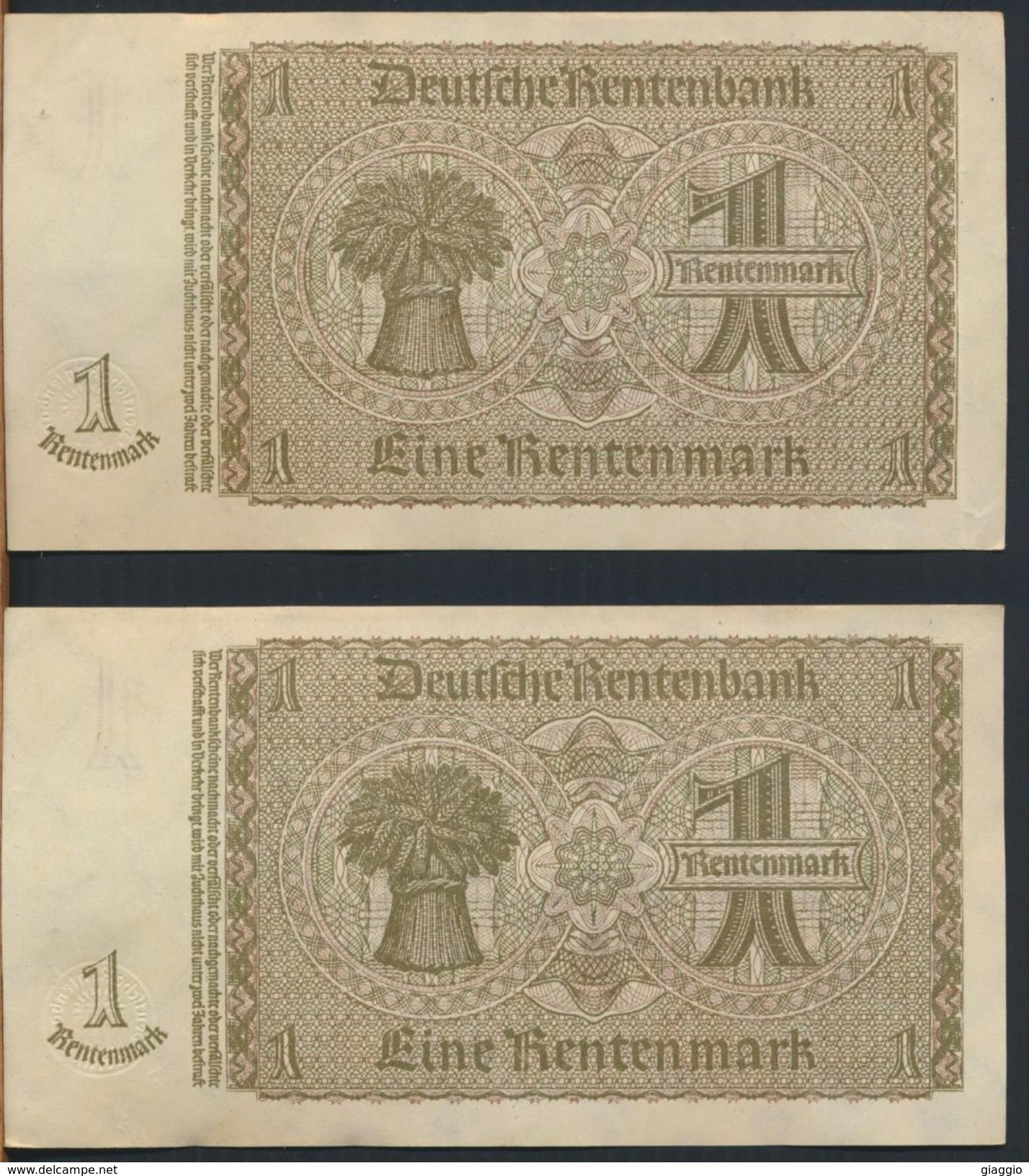 °°° GERMANY - (5) 1 RENTENMARK 1937 SERIE H-J-L-M-O. °°° - 1 Rentenmark