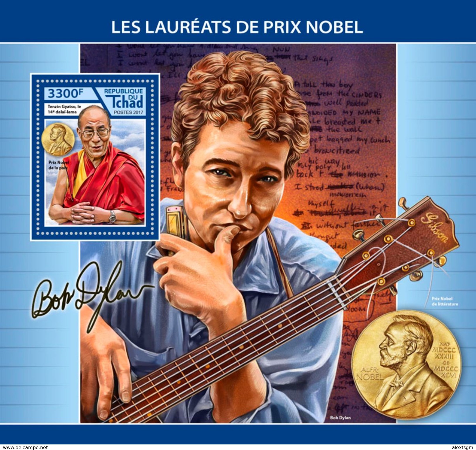 CHAD 2017 - Dalai Lama, Nobel Prize S/S. Official Issue. - Buddhism
