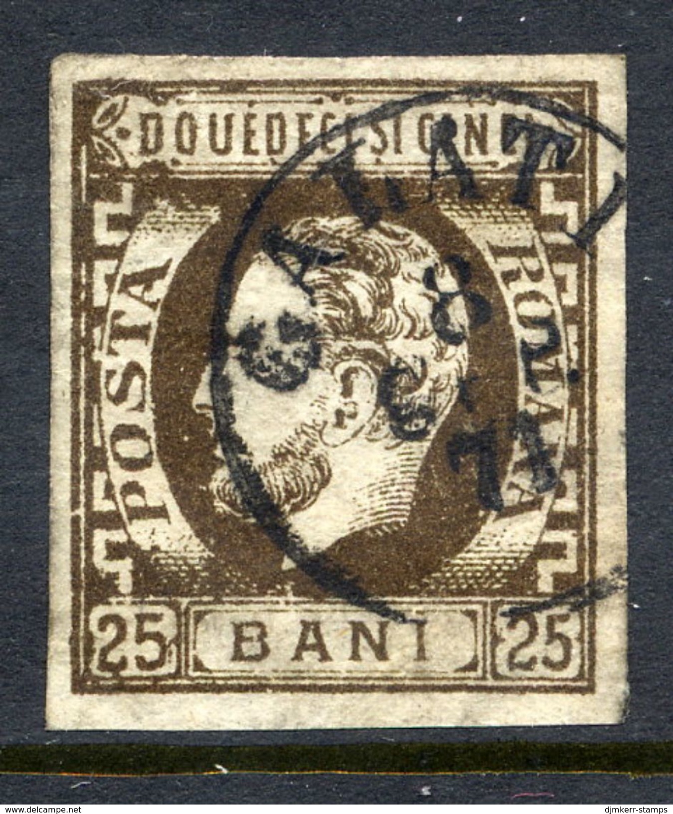 ROMANIA 1871 Prince Carol With Beard 25 B. Used.   Michel 28 - 1858-1880 Fürstentum Moldau