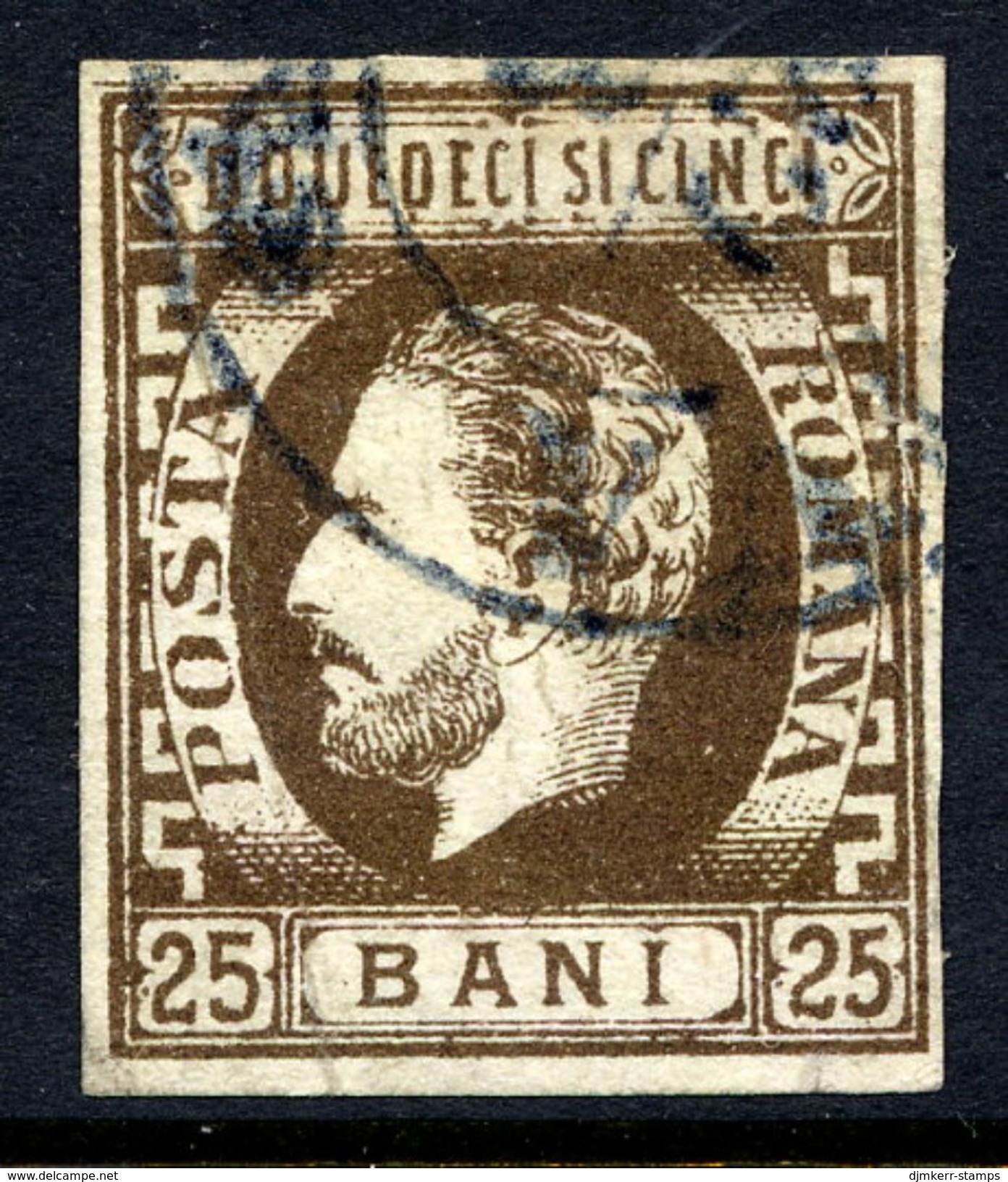 ROMANIA 1871 Prince Carol With Beard 25 B.olive-brown Used.   Michel 28 - 1858-1880 Moldavia & Principality