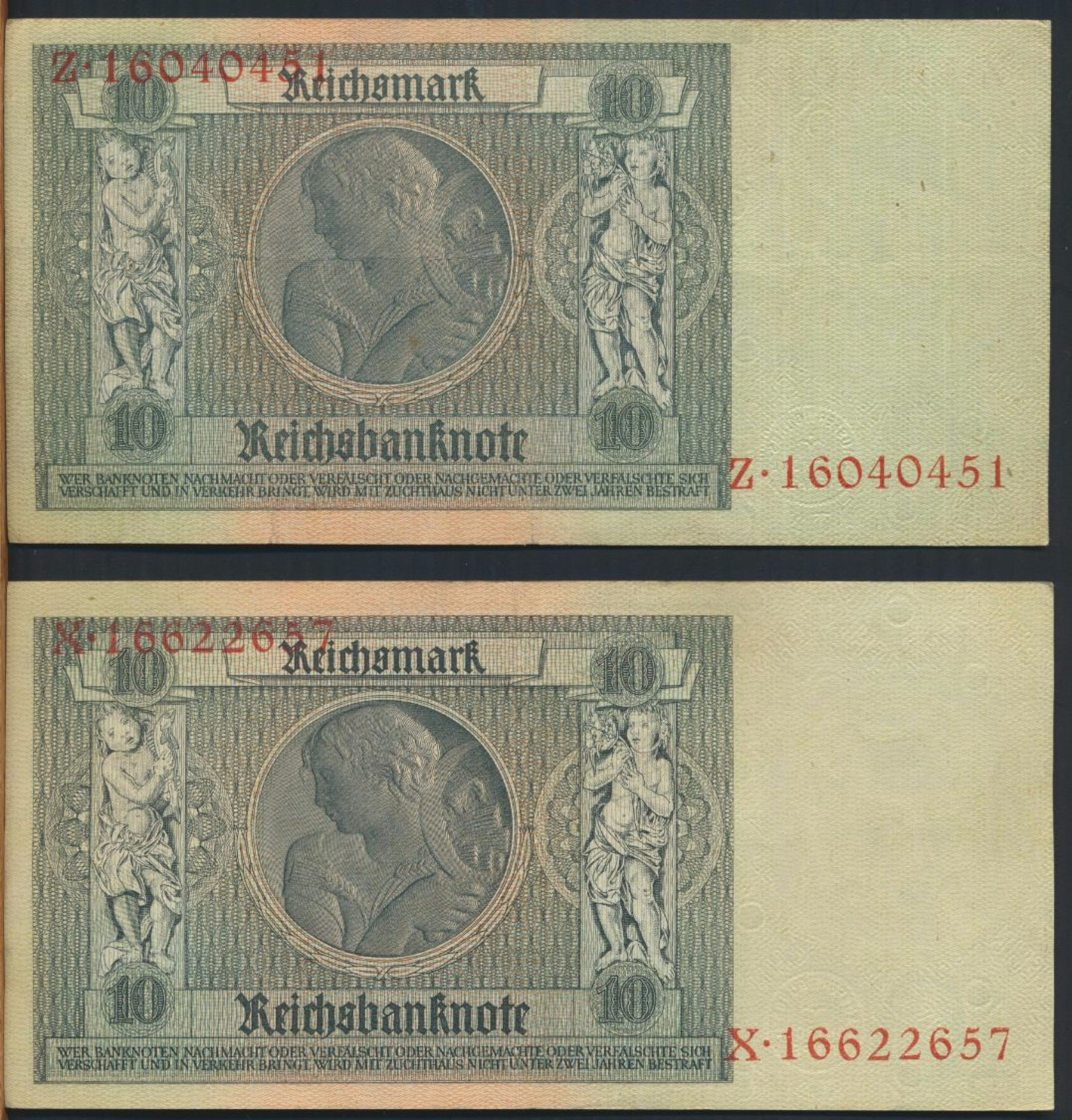 °°° GERMANY - (8) 10 REICHSMARK 1929 SERIE A-B-C-D-E-F-X-Z. °°° - 10 Mark