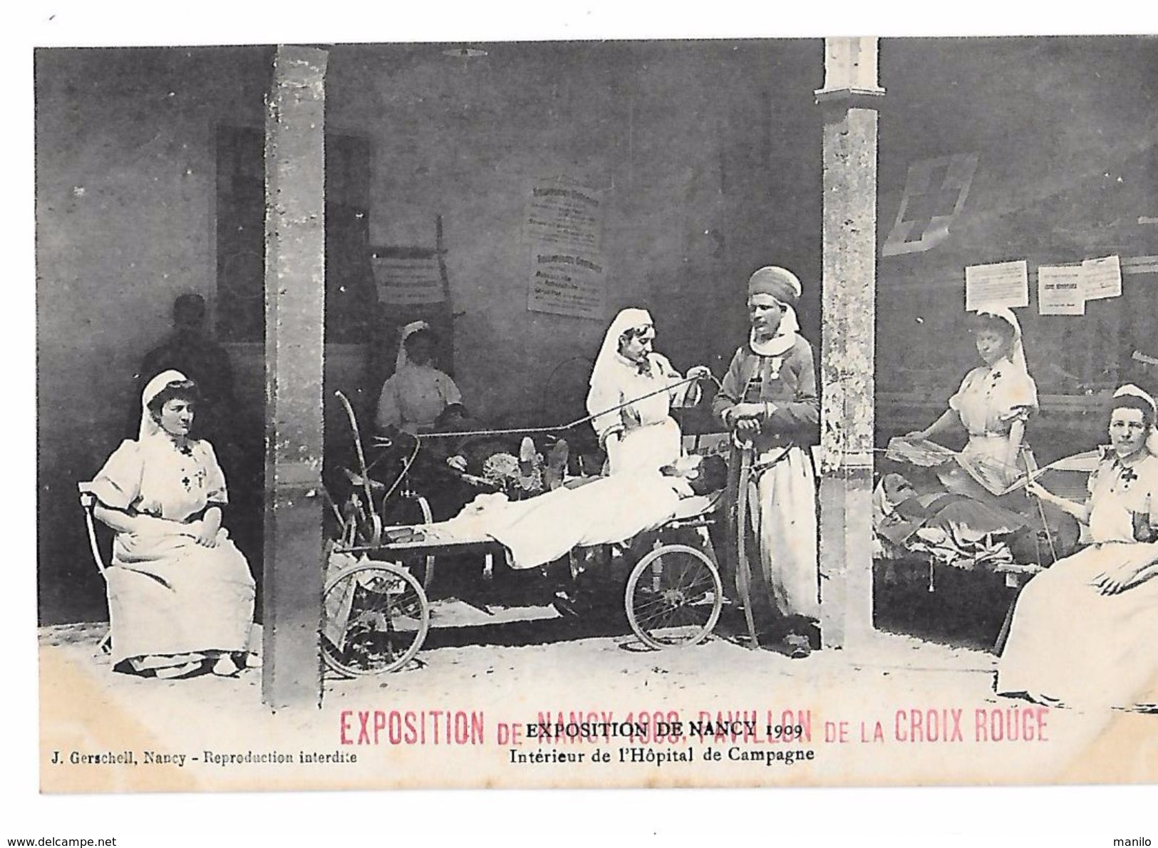 EXPOSITION DE NANCY 1909 -PAVILLON DE LA CROIX ROUGE Intérieur De L'Hopital De Campagne -Soldat Marocain Médaillé - Croix-Rouge