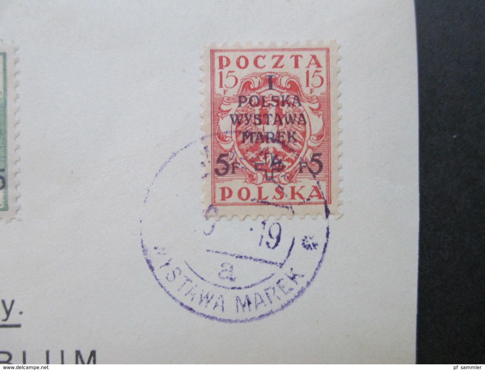 Polen 1919 Nr. 118 A - 122 A 1. Nationale Briefmarkenausstellung Warschau. Satzbrief.  Blauer Stempel - Storia Postale