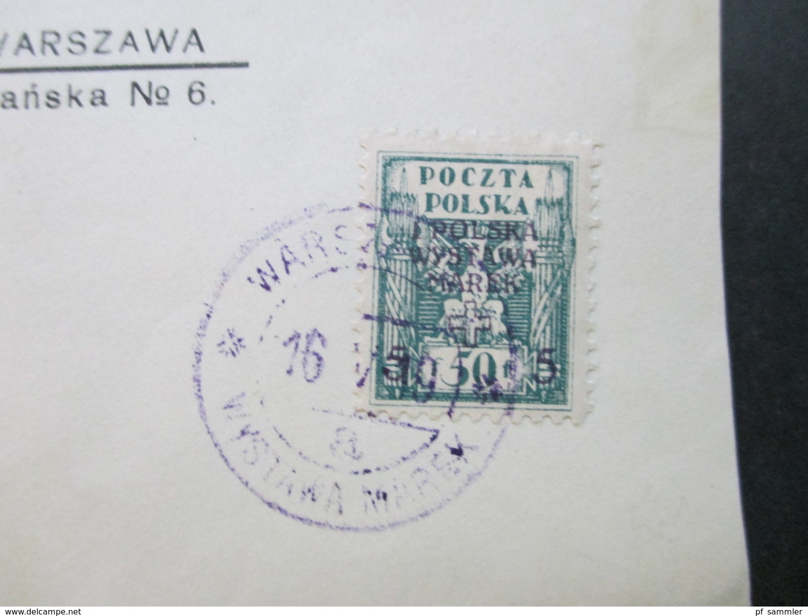 Polen 1919 Nr. 118 A - 122 A 1. Nationale Briefmarkenausstellung Warschau. Satzbrief.  Blauer Stempel - Brieven En Documenten