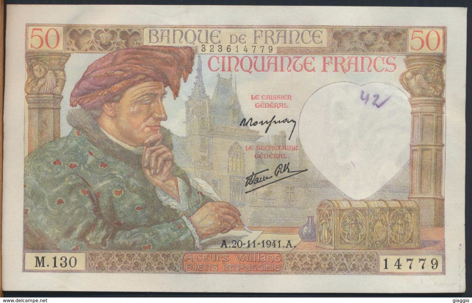 °°° FRANCE - 50 FRANCS 20/11/1941 °°° - 50 F 1940-1942 ''Jacques Coeur''