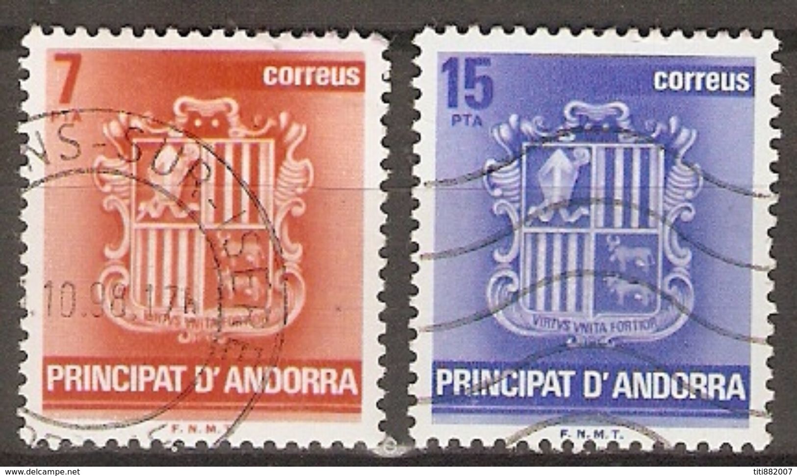 ANDORRA   -   1982 .  Y&T N° 141  &  143  Oblitérés.    Armoiries - Oblitérés