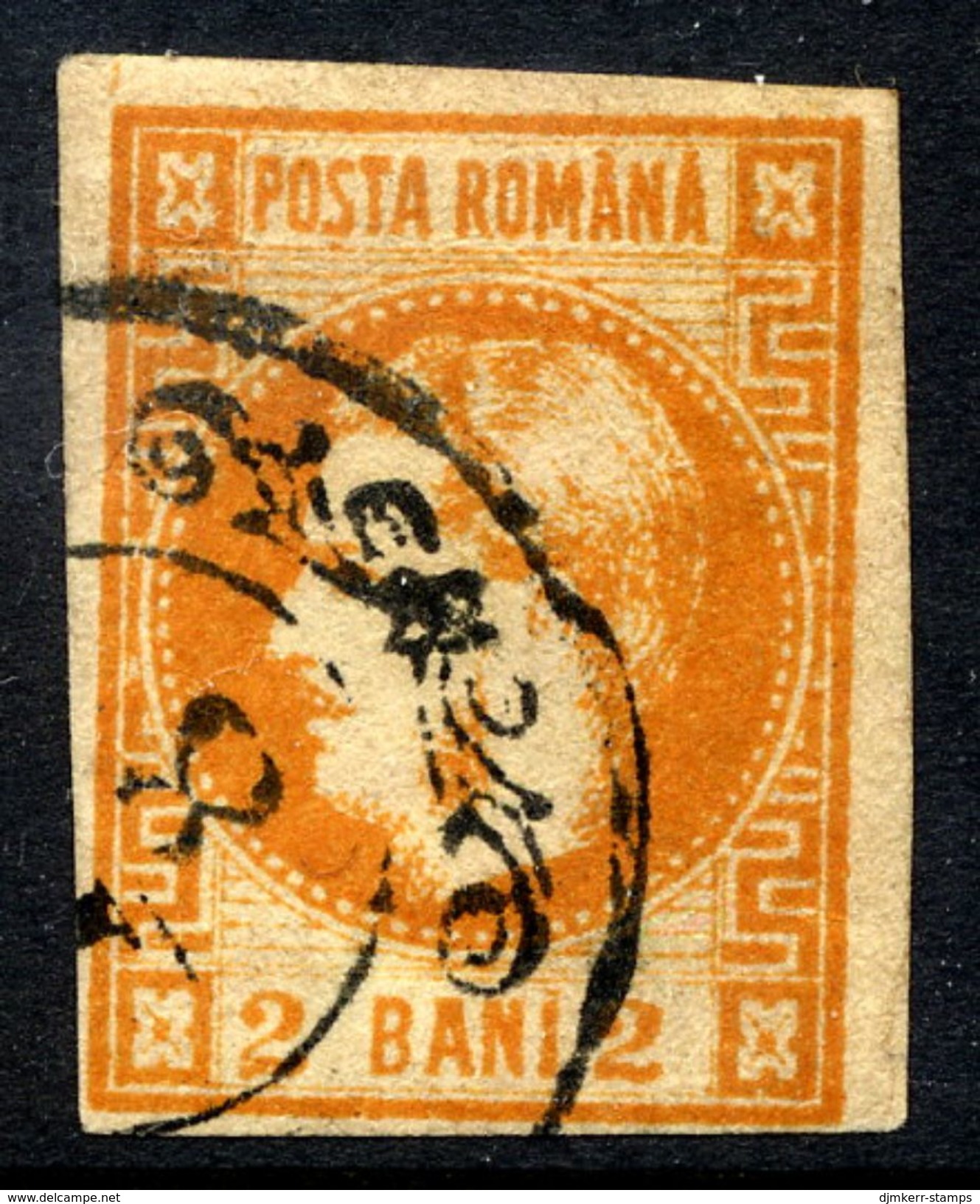 ROMANIA 1868 Prince Carol 2 B. Orange,  Used.   Michel 17 - 1858-1880 Fürstentum Moldau