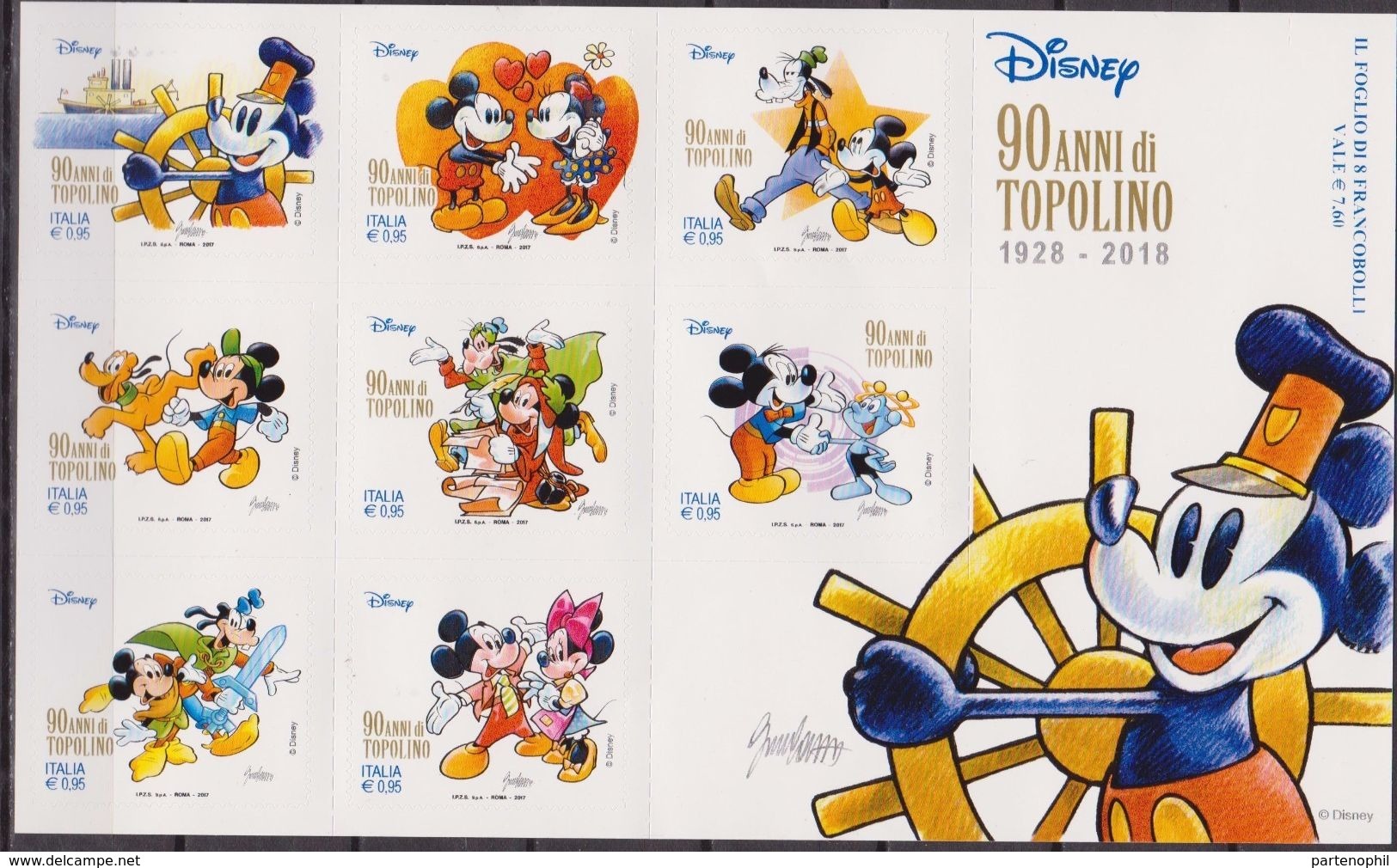 Italy 2017 :  W. Disney 90 Anni Di Topolino Foglietto Shett MNH - Disney