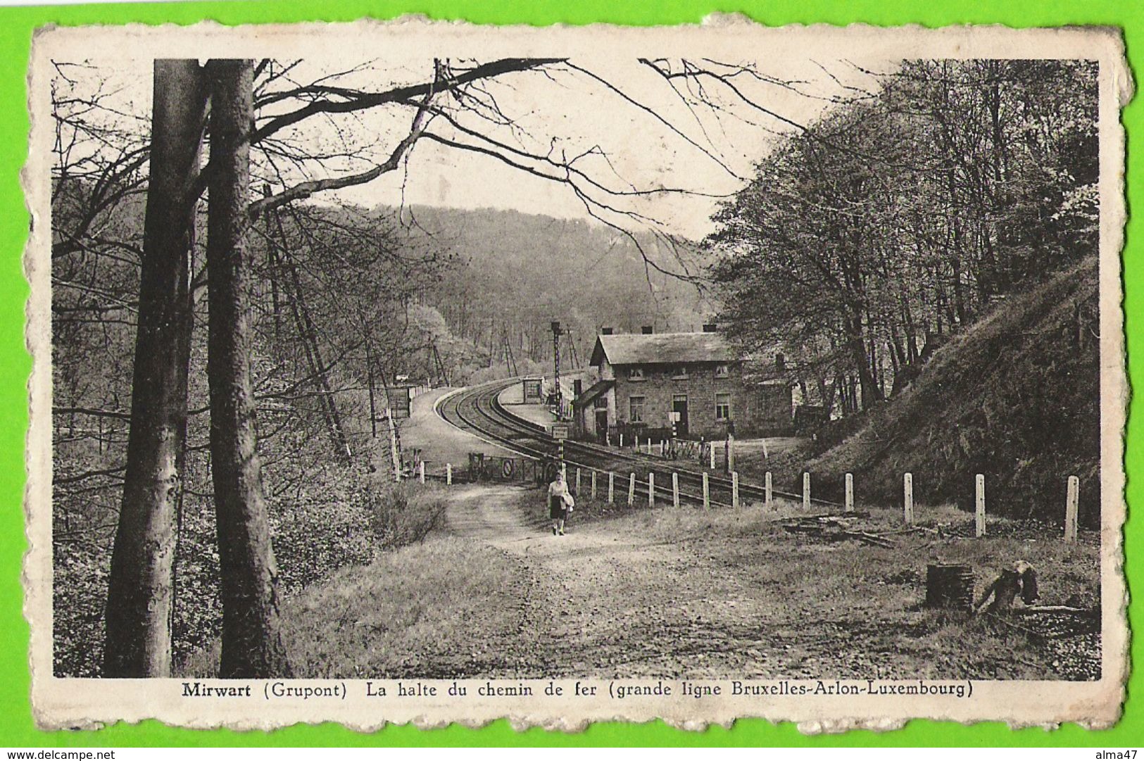 Mirwart (Grupont) - La Halte Du Chemin De Fer (grande Ligne Bruxelles, Arlon, Luxembourg)  - Circulé 1949 - Bièvre