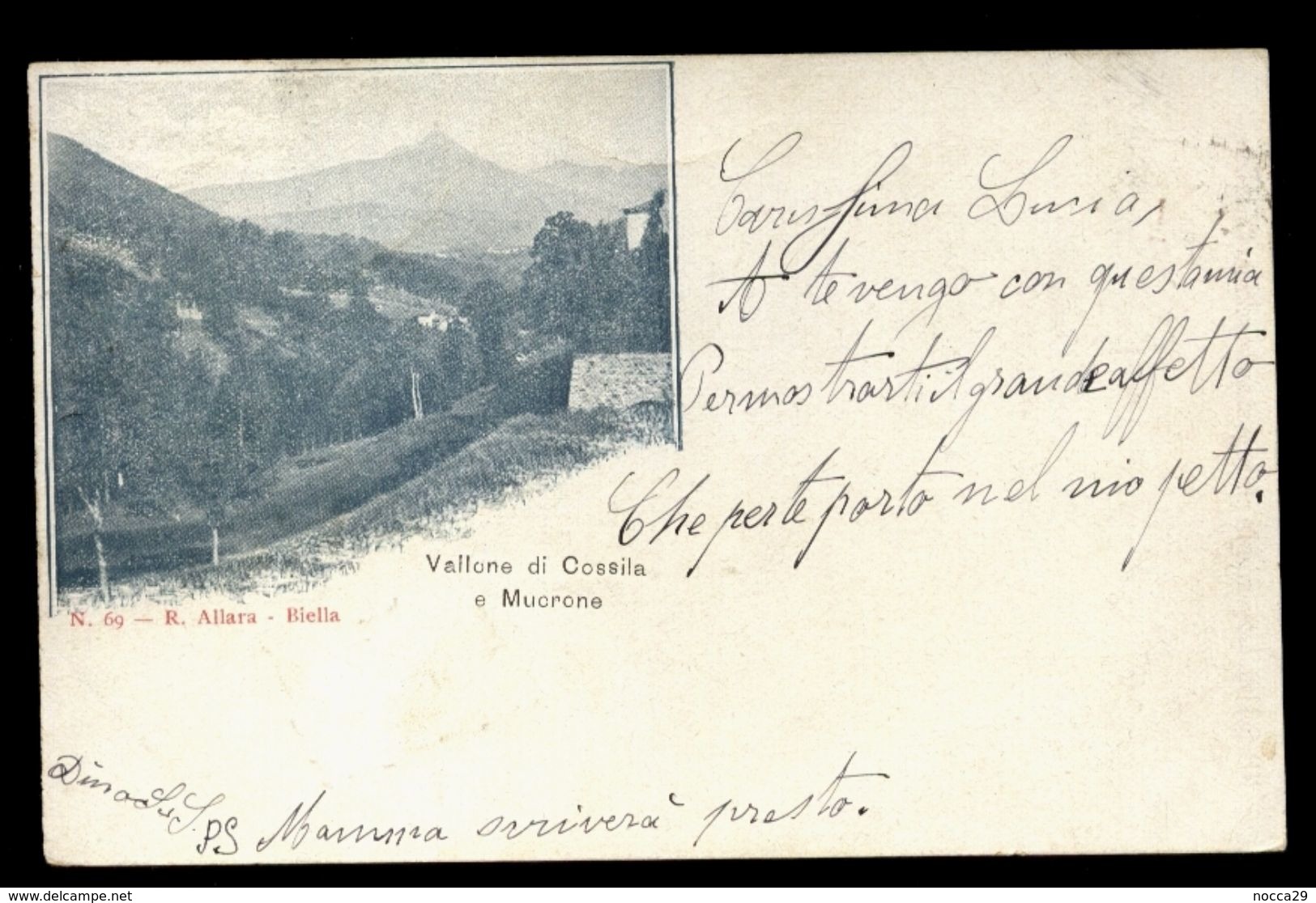 VALLONE DI COSSILA E MUCRONE - BIELLA - 1900 -  RARO ANNULLO LINEARE COSSILA - BAGNI - Biella