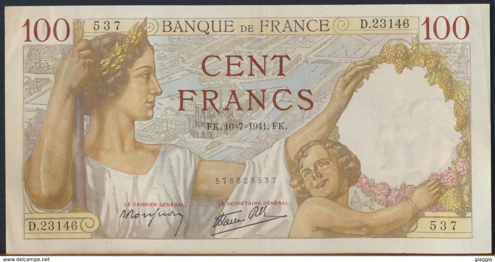 °°° FRANCE - 100 FRANCS 10/7/1941 °°° - 100 F 1939-1942 ''Sully''