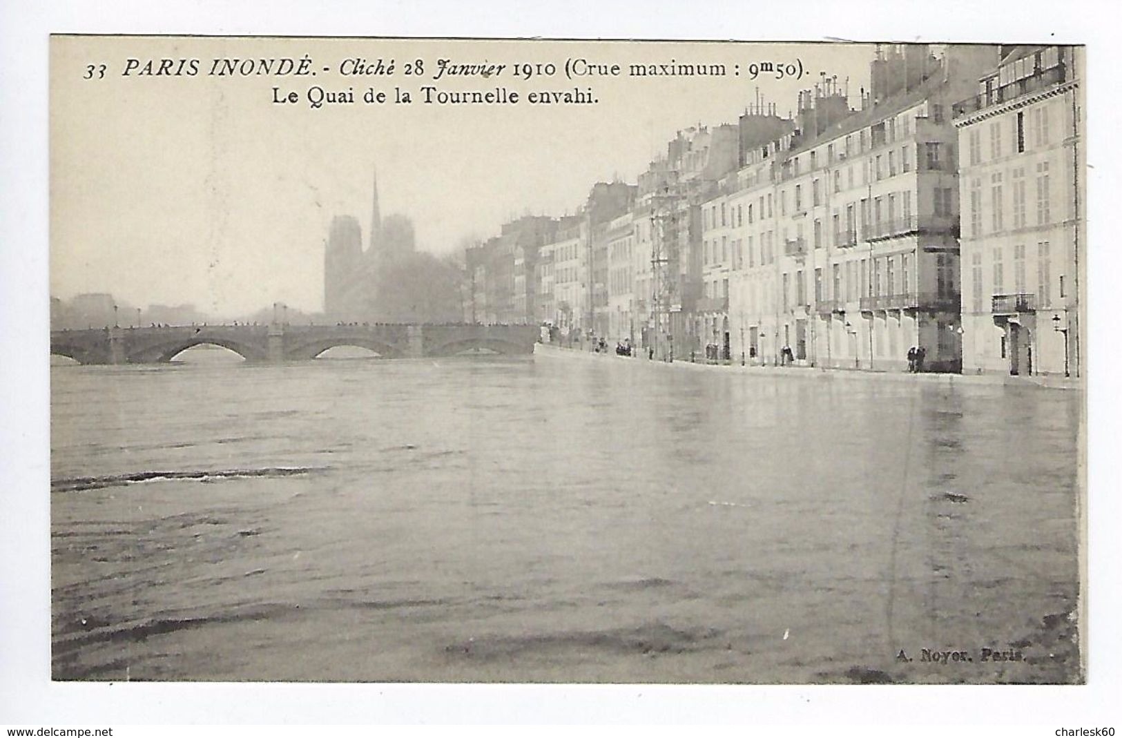 CPA Paris 5 Paris Inondé 1910 Le Quai De Tournelle Envahi N° 33 Noyer - Inondations De 1910