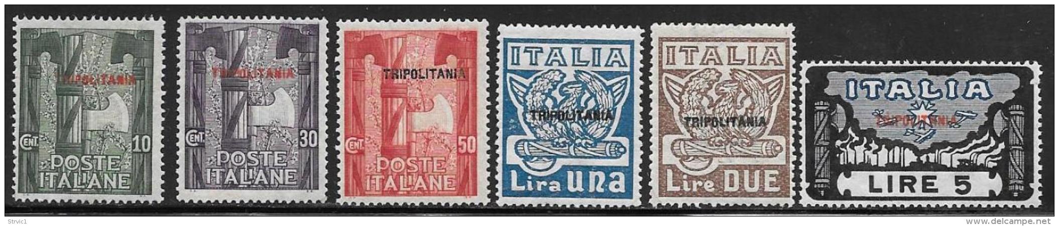 Tripolitania, Scott # 5-10 Mint Hinged Italy Fascisti Issue Overprinted, 1923 - Tripolitania
