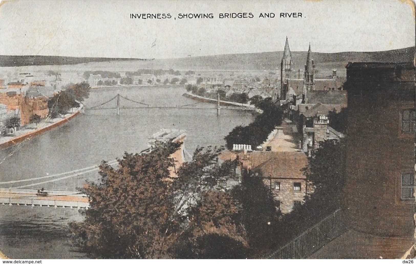 Ecosse - Inverness-Shire - Showing Bridges And River - Carte Colorisée - Inverness-shire
