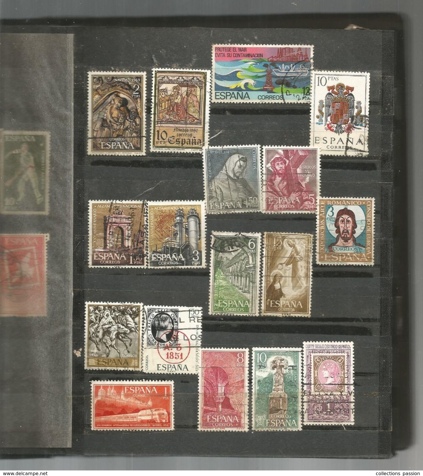 ALBUM ,16 Pages , + De 350 Timbres Espagne Et Portugal , 6 Scans, Frais Fr : 4.25 E - Collections