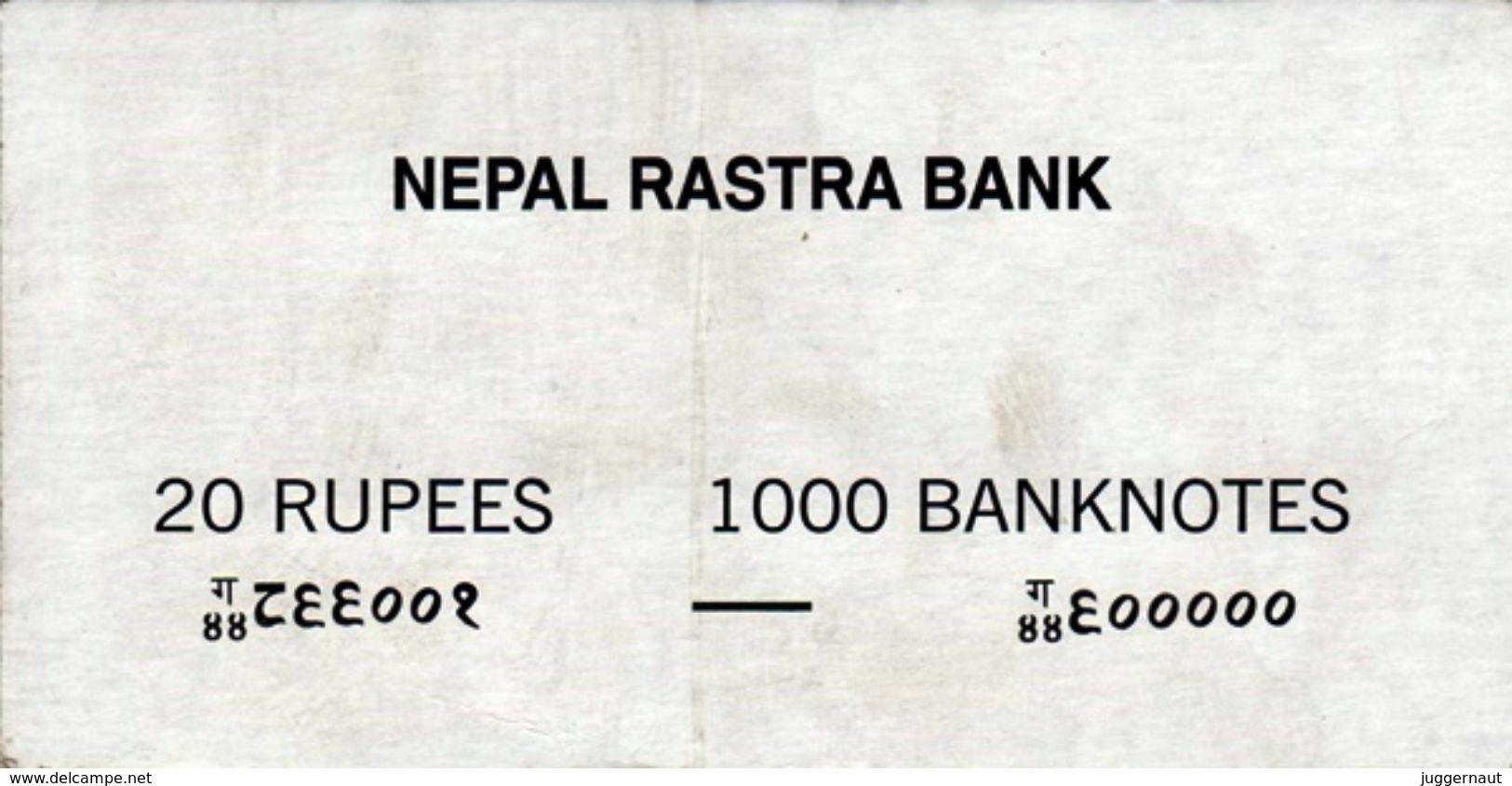 NEPAL RUPEES-20 BANKNOTE LABEL 2000/2001 AD USED/GOOD - Autres & Non Classés