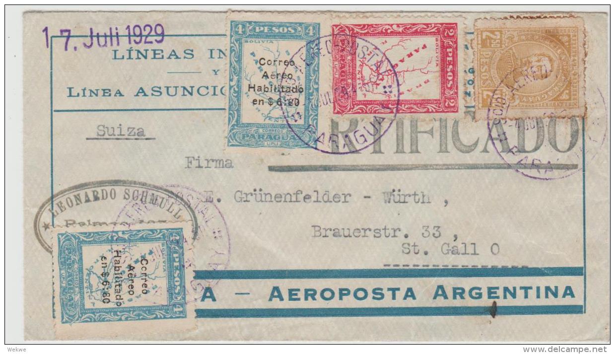 Par039 / PARAGUAY -  LUFTPOST  Einschreiben 1929 In Die Schweiz (St. Gallen) - Paraguay