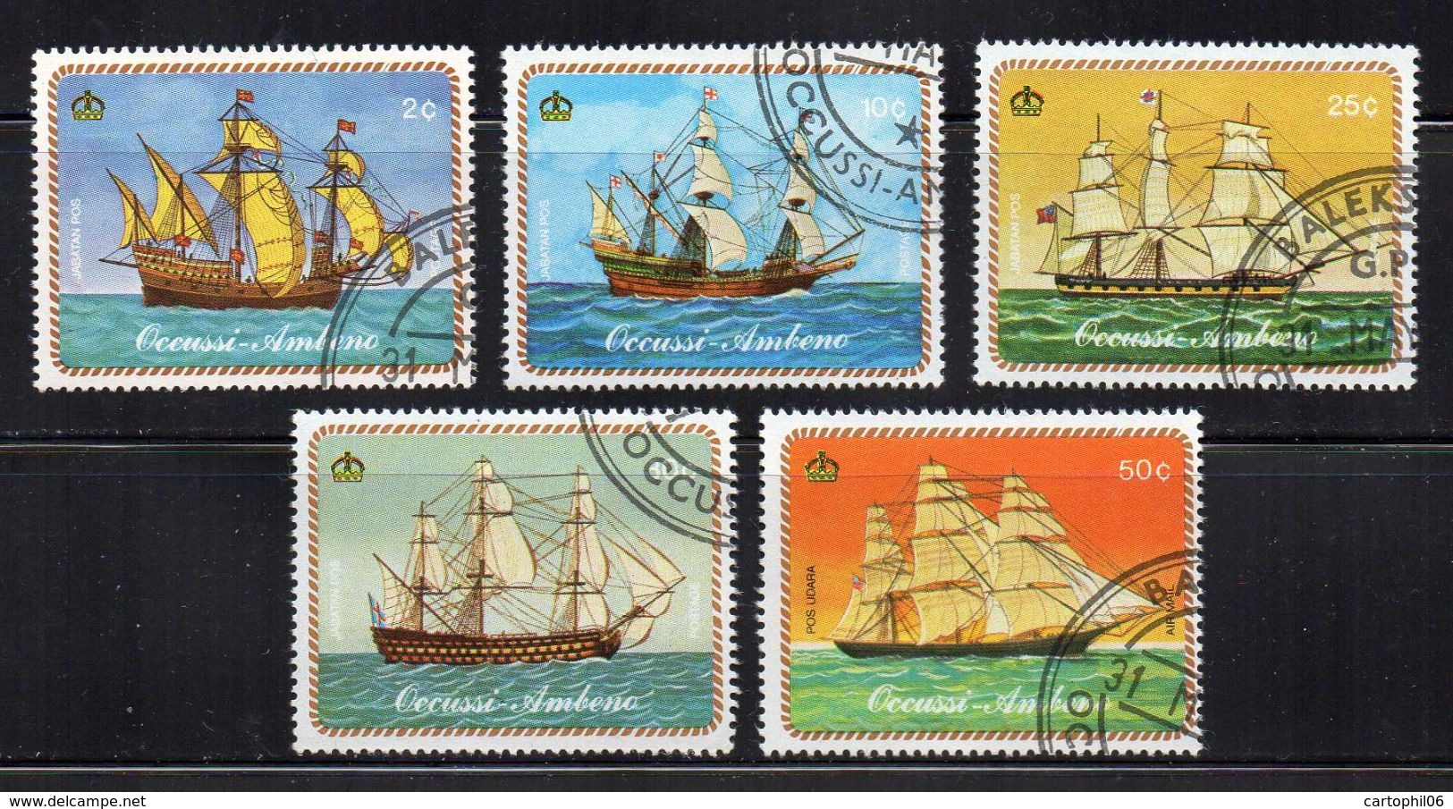 - INDONESIE - 5 Timbres Oblitérés OCCUSSI-AMBENO - Série Des BATEAUX 1977 - - Boten