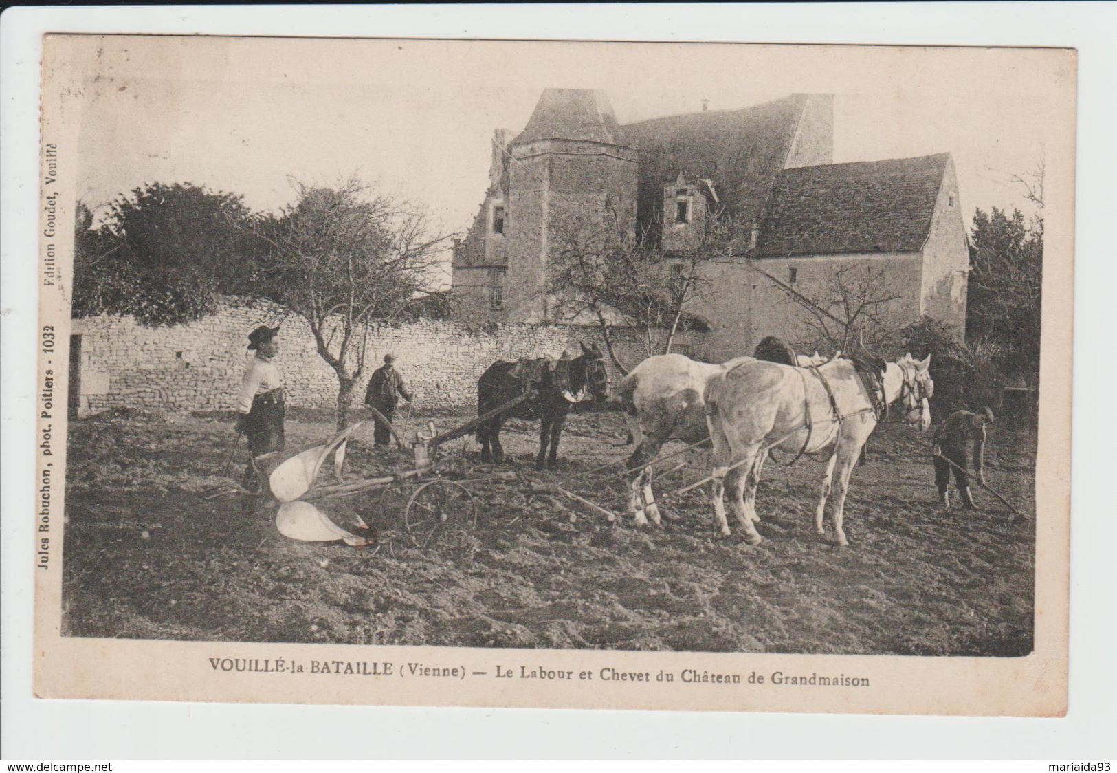 VOUILLE LA BATAILLE - VIENNE - LE LABOUR ET CHEVET DU CHATEAU DE GRANDMAISON - Vouille