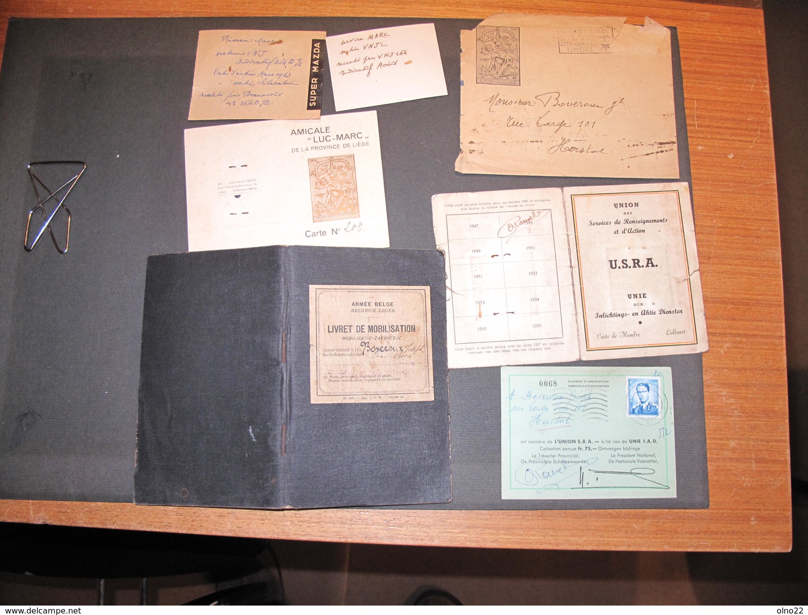 LIVRET MOBILISATION 1919 + Carte Union Des Serv.de Renseignements-Amicale Luc Marc- BOVEROUX Joseph Né 26/11/1899 - 1939-45