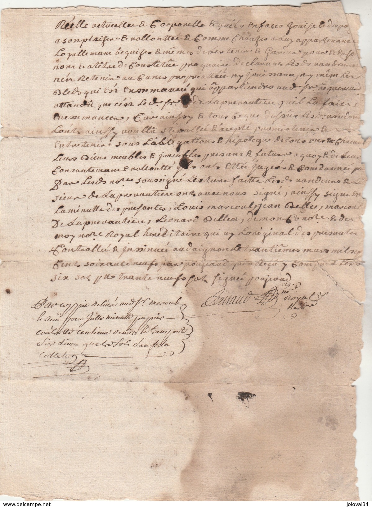 Manuscrit 3 Pages Cachet Généralité LIMOGES Deux Sols 30/3/1759 Arnac La Poste Haute Vienne - Seals Of Generality
