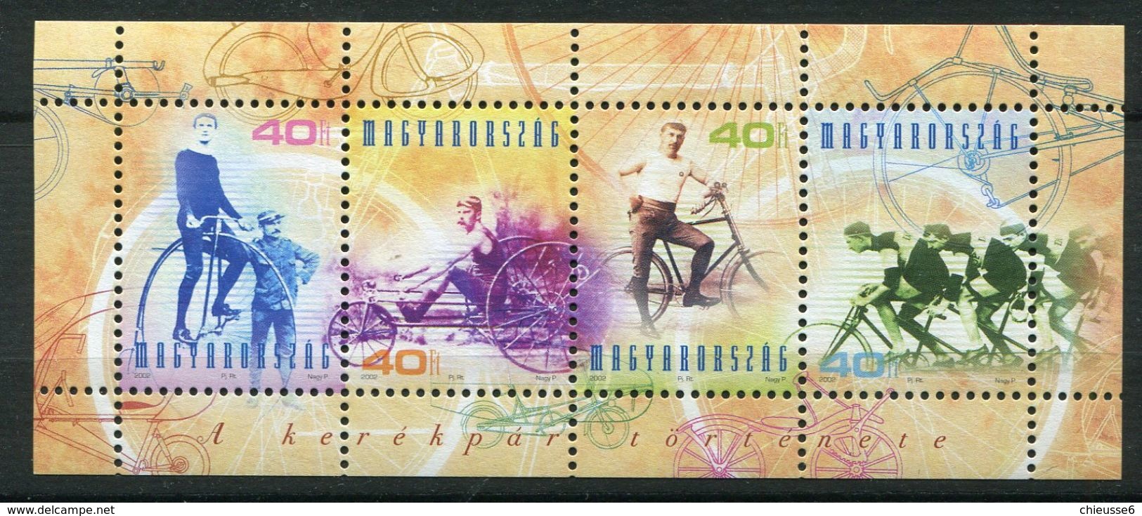 Hongrie ** N° 3822 à 3825 - Histoire De La Bicyclette - Ungebraucht
