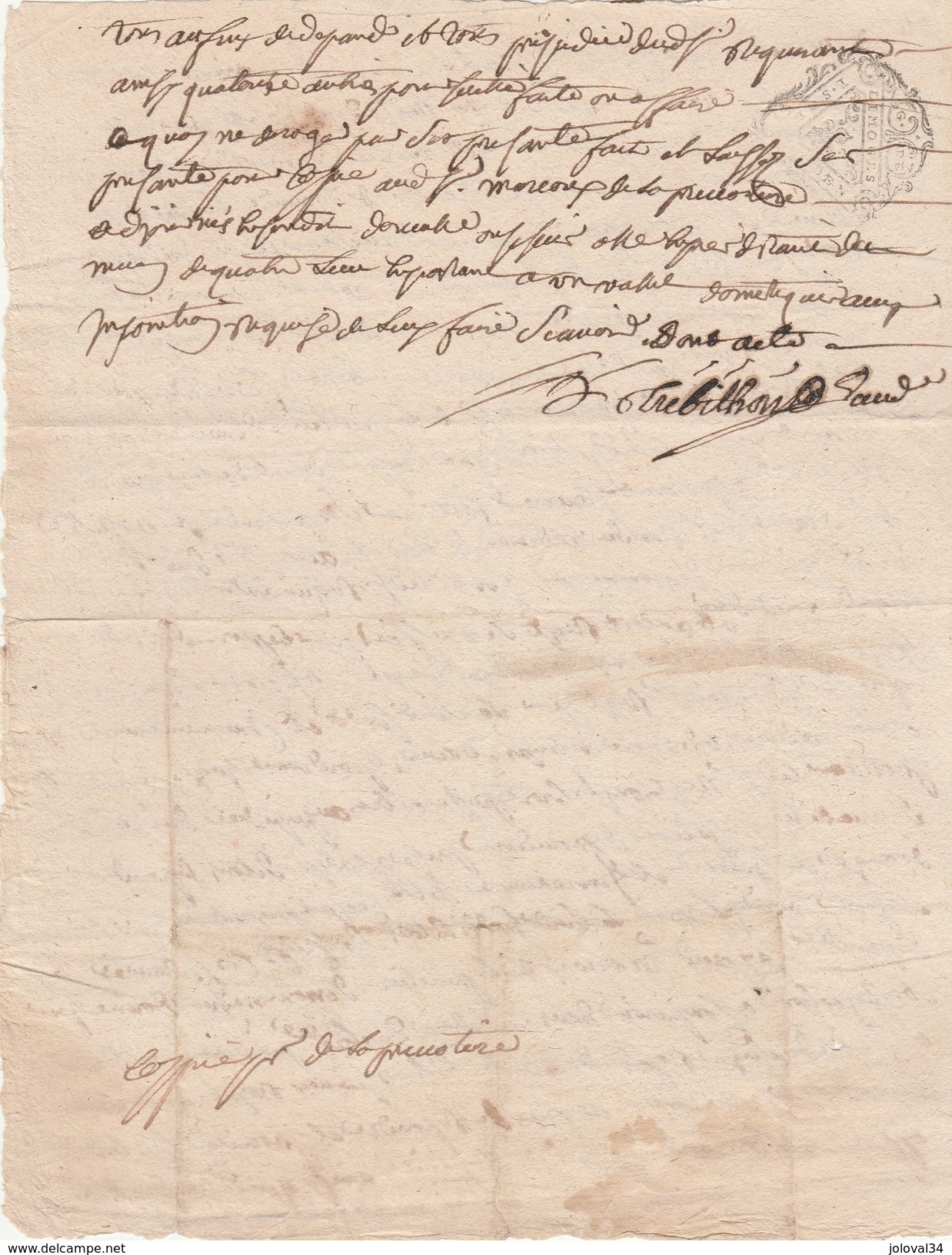 Manuscrit Cachet Généralité LIMOGES 1 Sol 3 Deniers 29/12/1775 Haute Vienne - Cachets Généralité